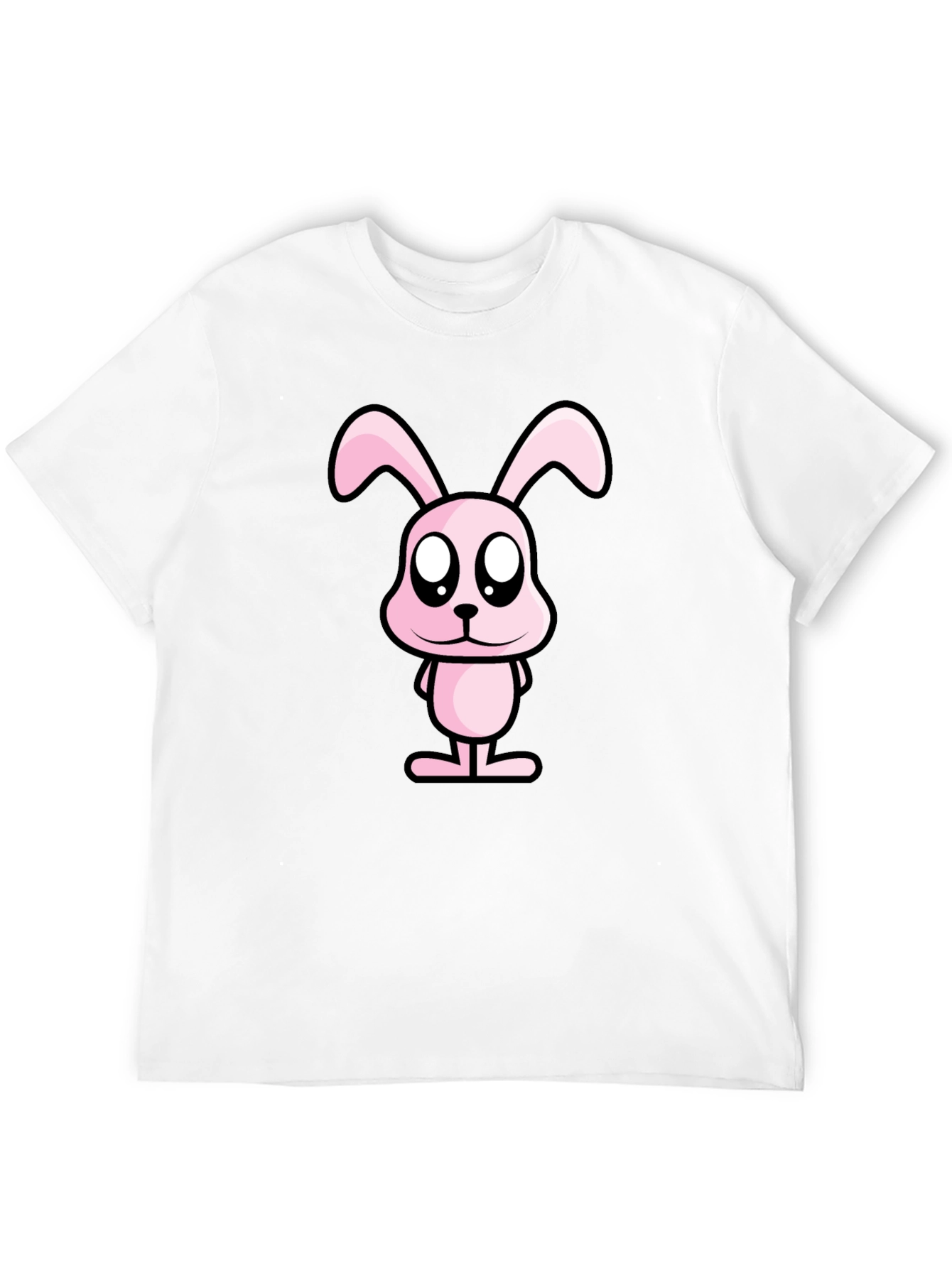 Pink Bunny Graphic Tee - Black Cotton Casual Shirt