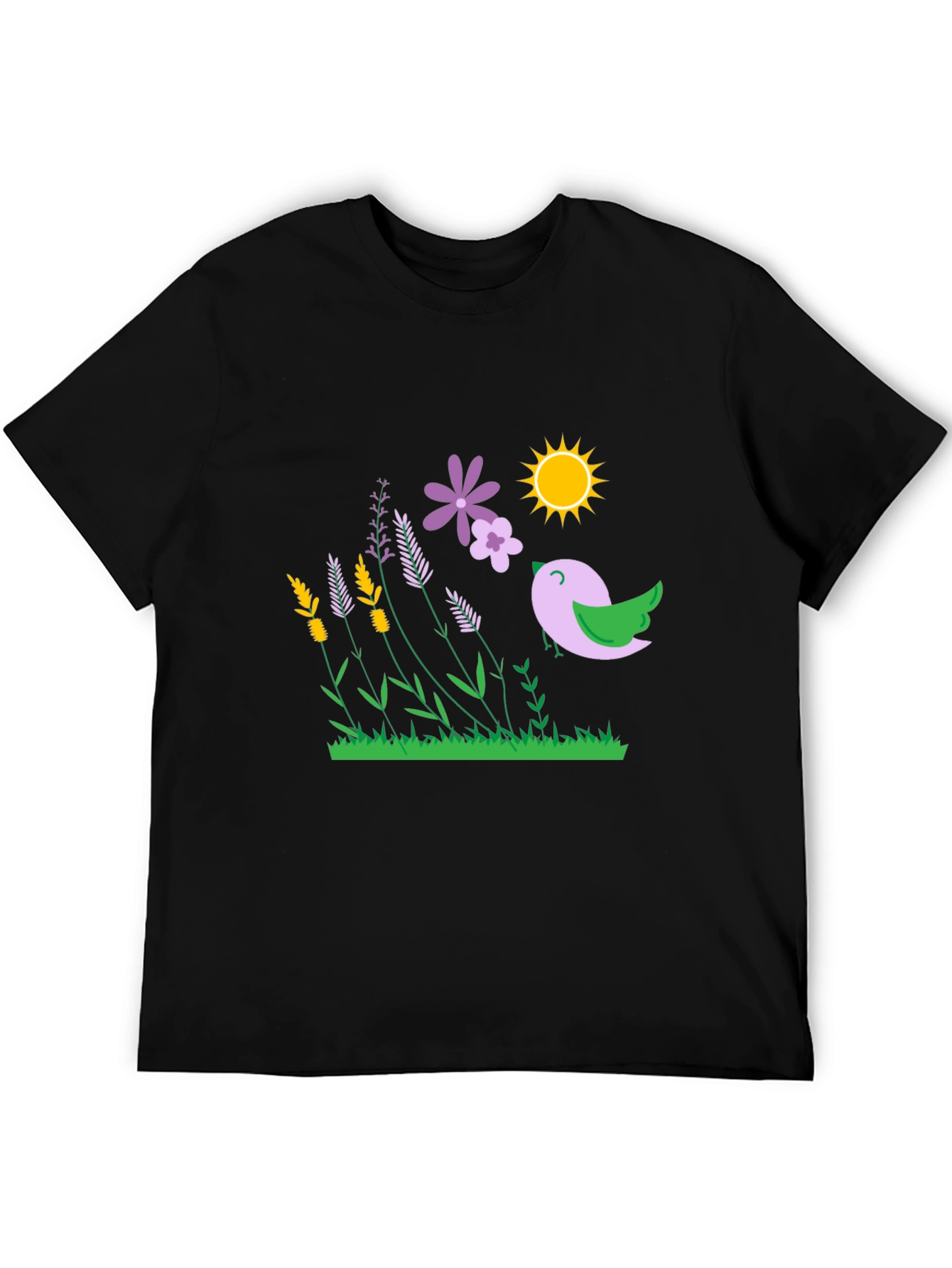 Natures Song T-Shirt - Bird Flowers Sun Graphic Tee