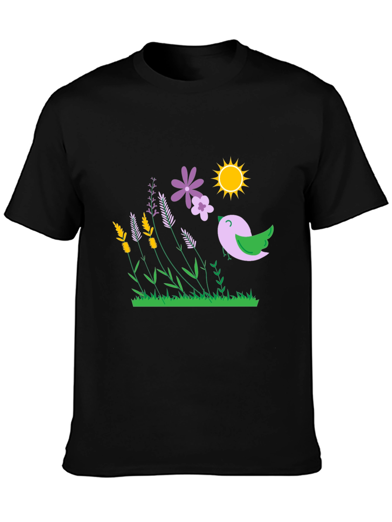 Natures Song T-Shirt - Bird Flowers Sun Graphic Tee