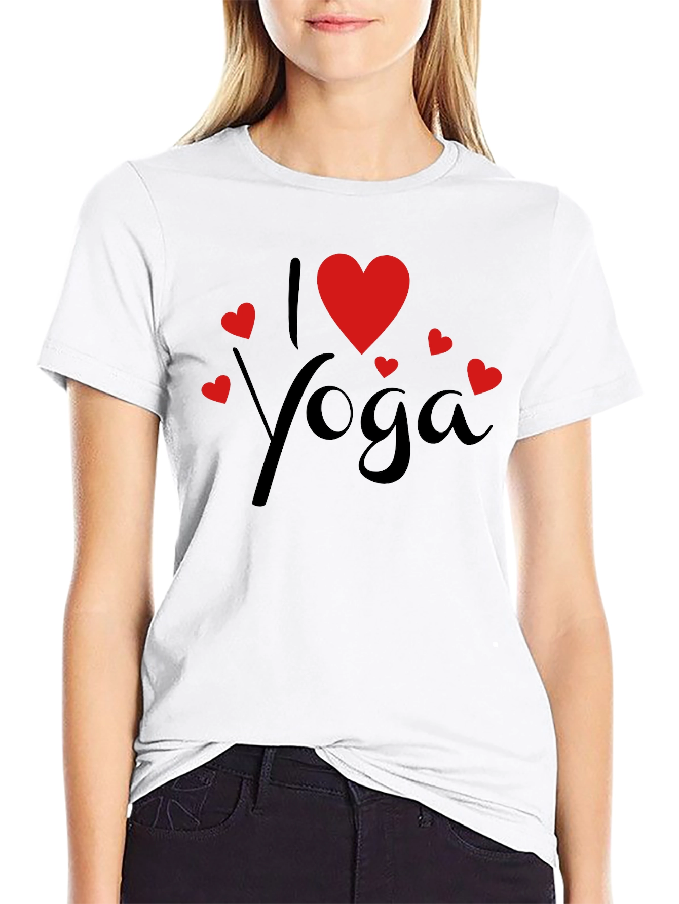 I Love Yoga Graphic Tee - Black Cotton T-Shirt