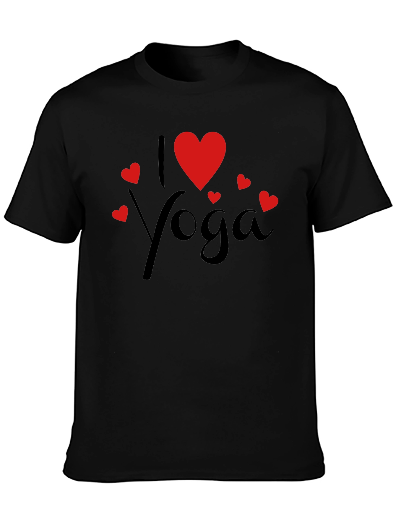 I Love Yoga Graphic Tee - Black Cotton T-Shirt