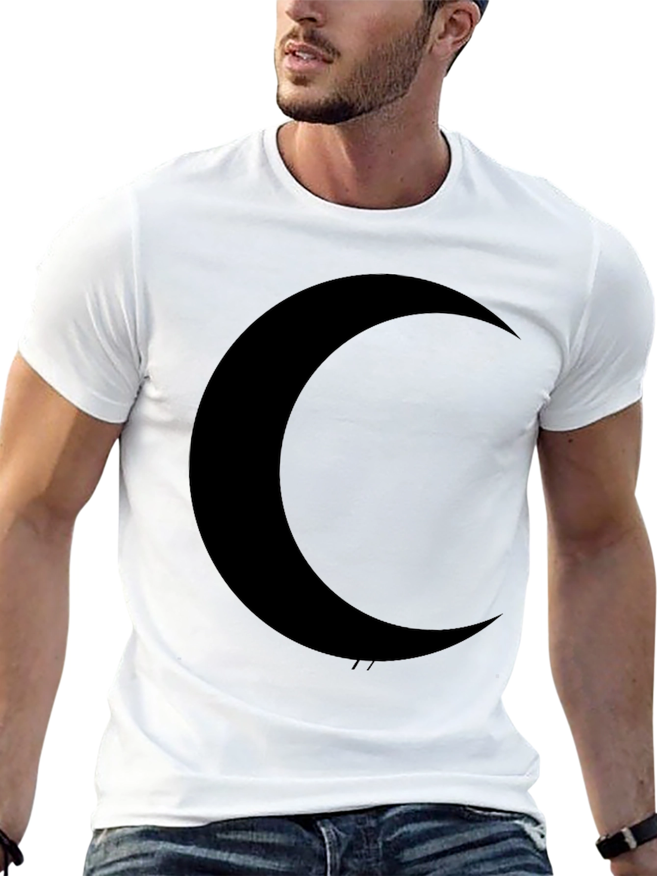 Midnight Moon Black T-Shirt - Stylish Crescent Graphic Tee