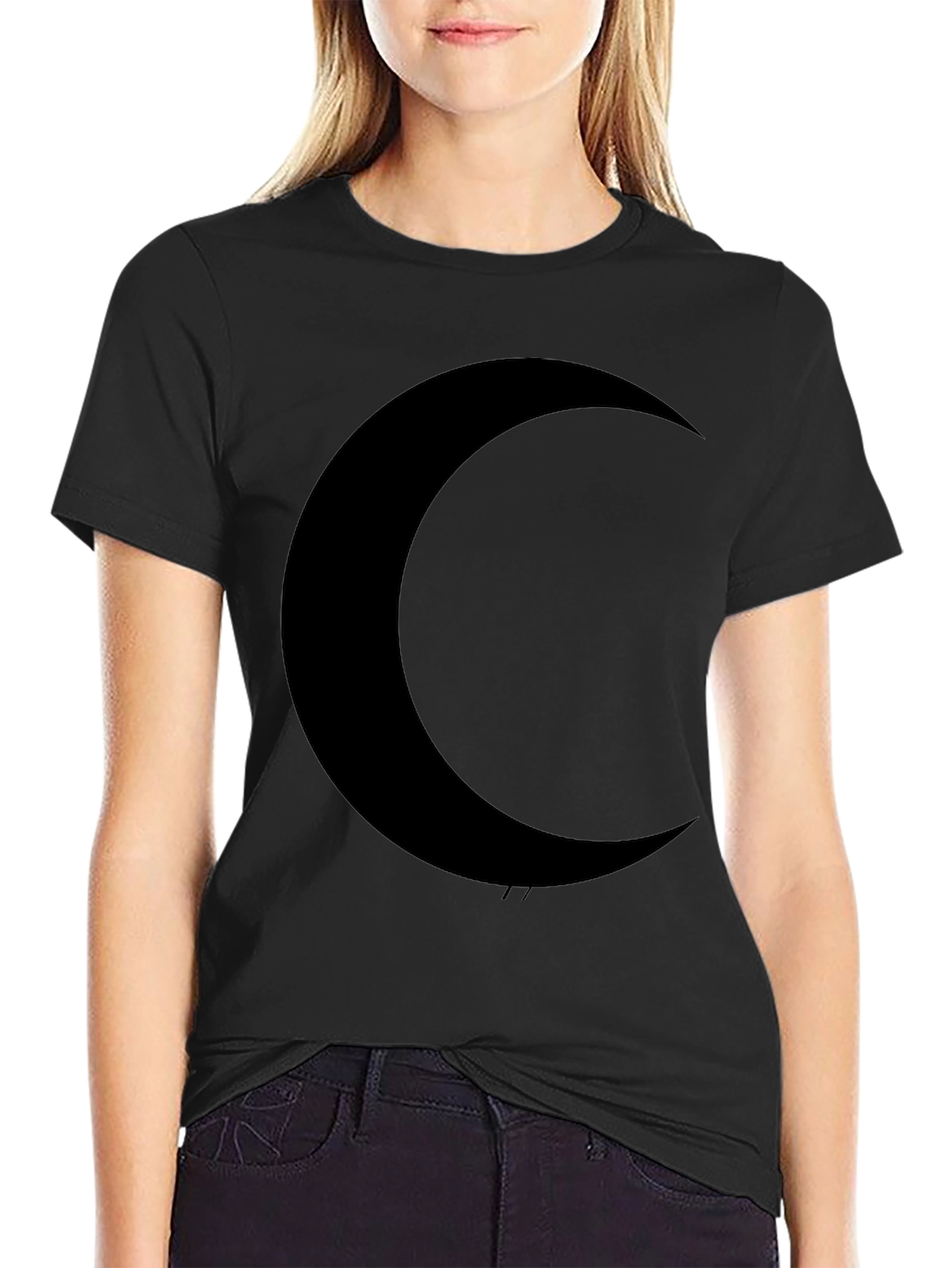 Midnight Moon Black T-Shirt - Stylish Crescent Graphic Tee
