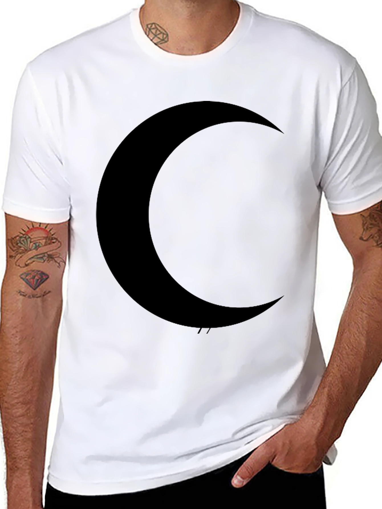 Midnight Moon Black T-Shirt - Stylish Crescent Graphic Tee