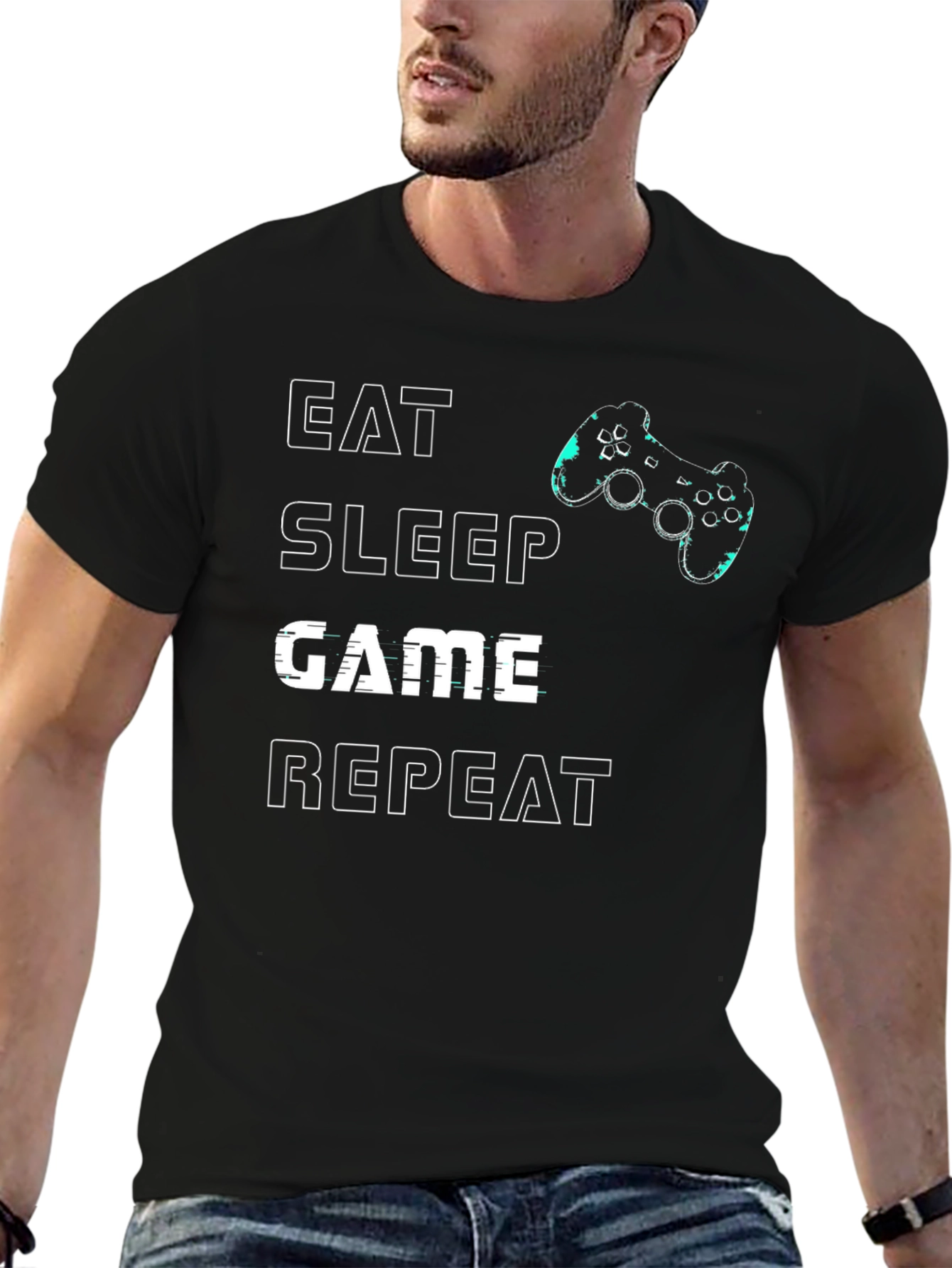 Eat Sleep Game Repeat Graphic Tee