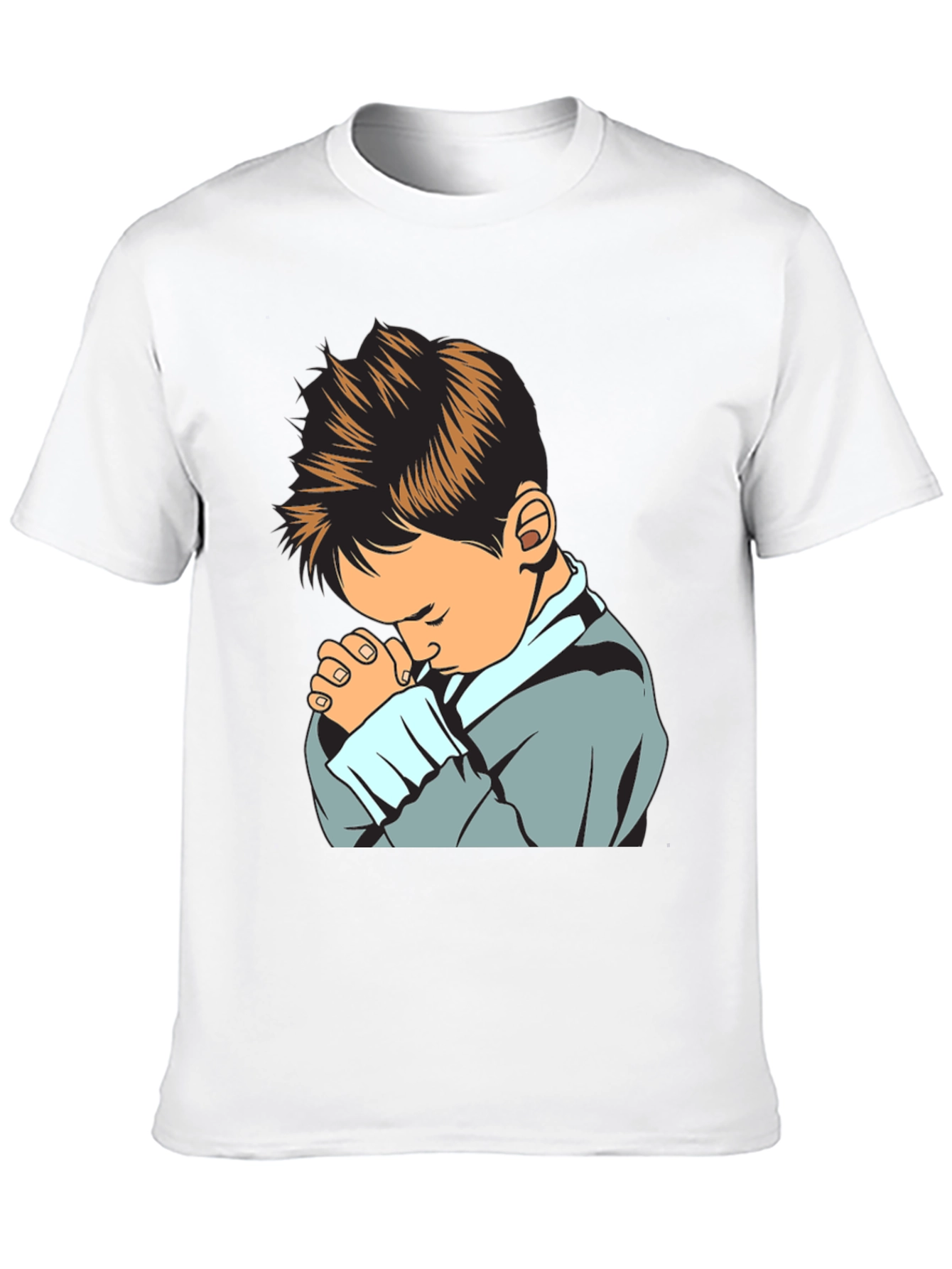 Praying Boy Graphic Tee - Soft Cotton Blend