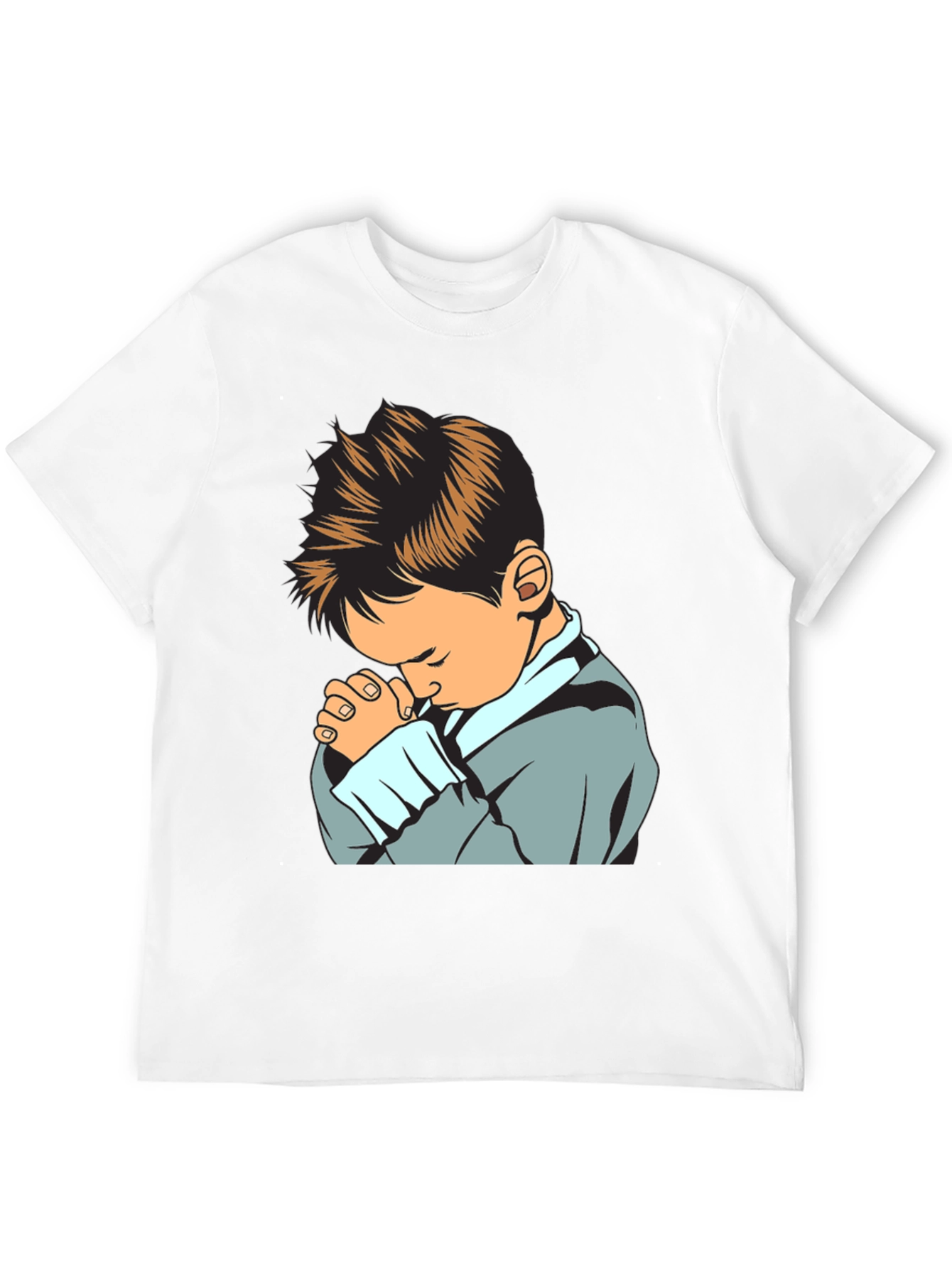 Praying Boy Graphic Tee - Soft Cotton Blend