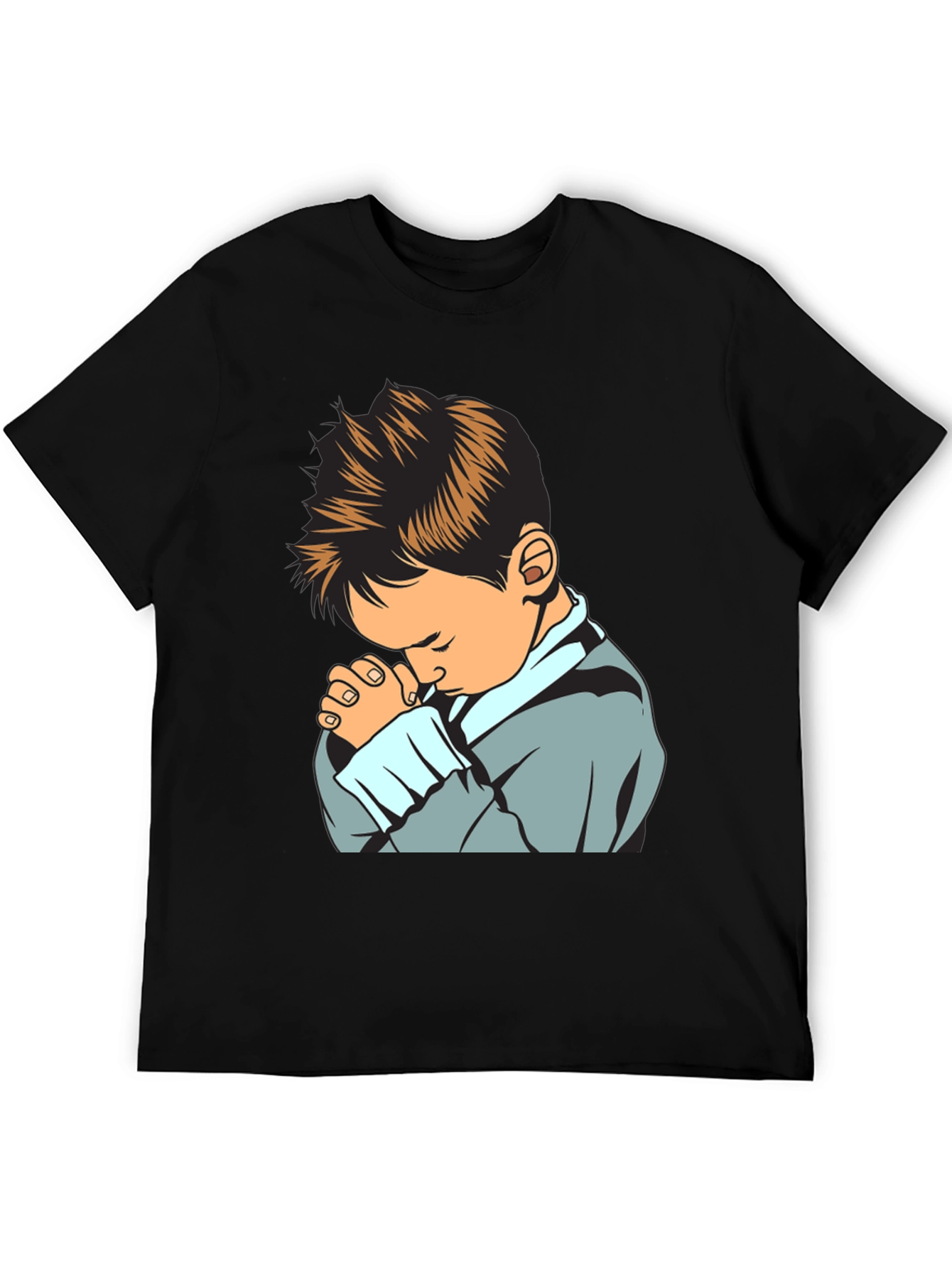 Praying Boy Graphic Tee - Soft Cotton Blend