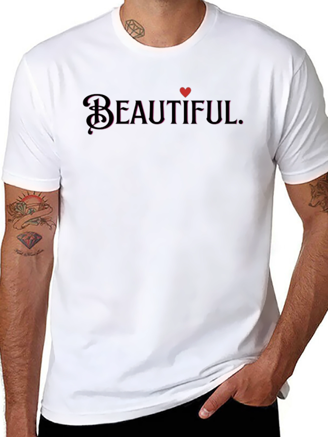 Beautiful Heart Graphic Black T-Shirt
