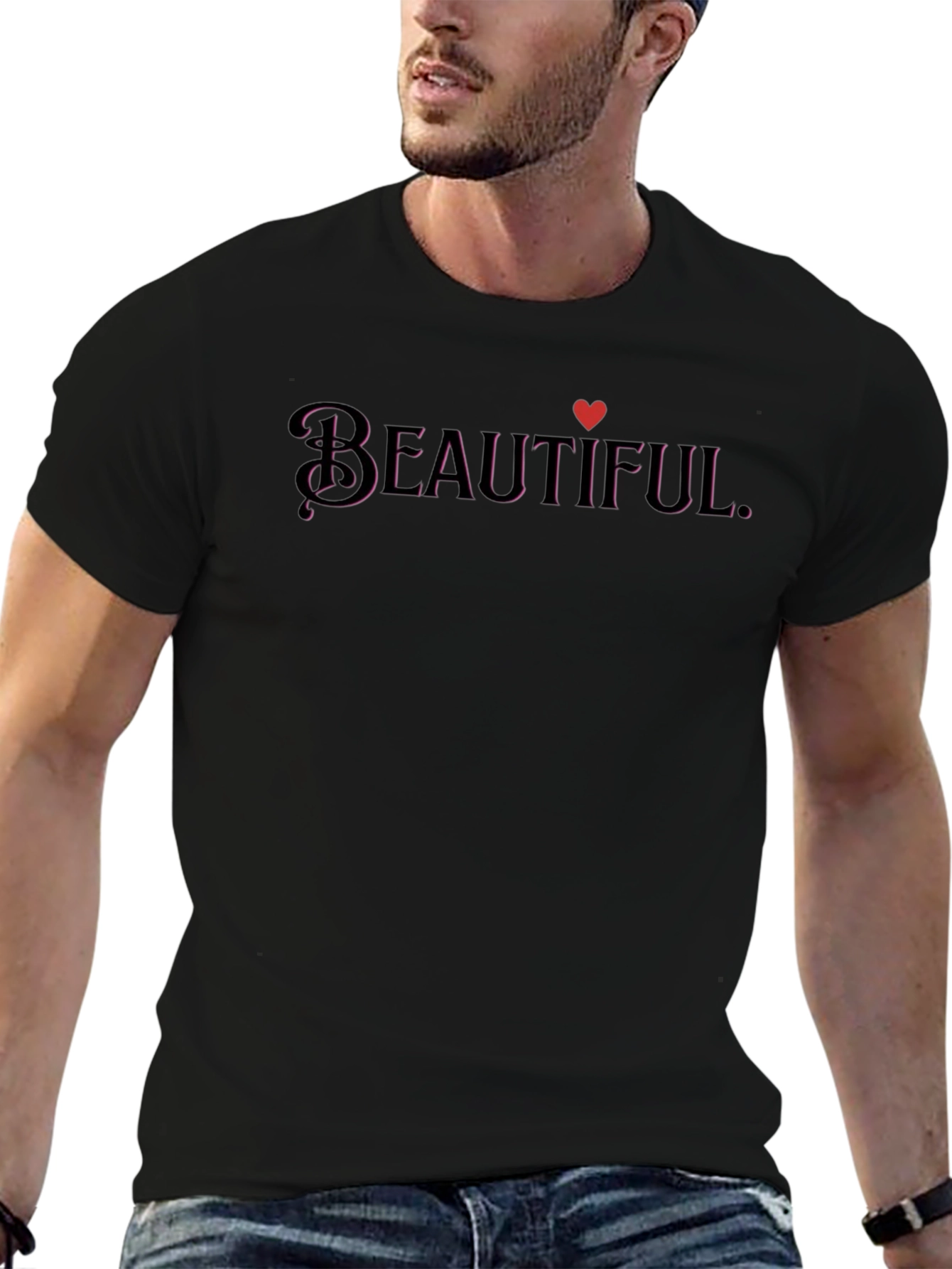Beautiful Heart Graphic Black T-Shirt