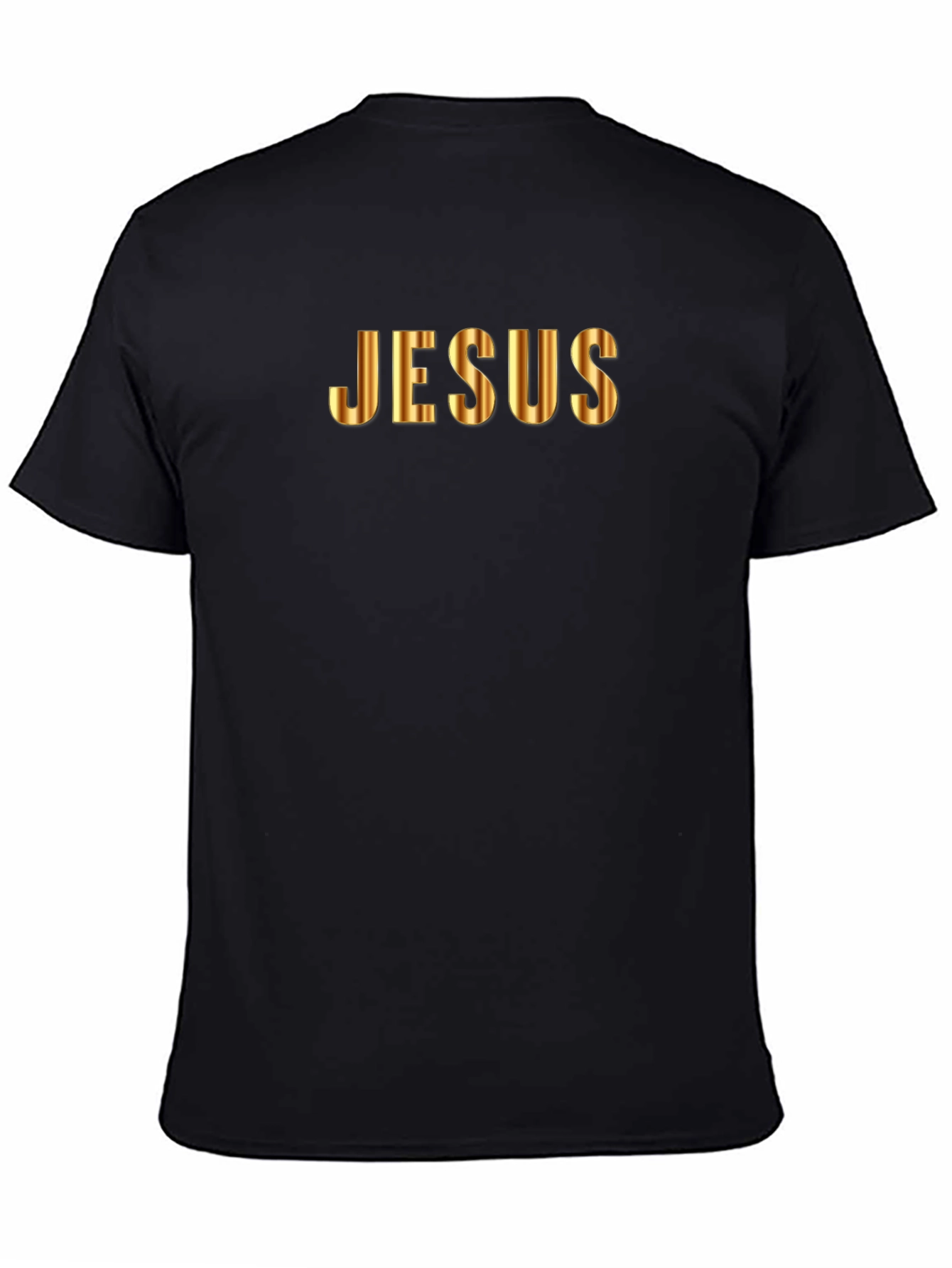 Gold Jesus Graphic Black T-Shirt
