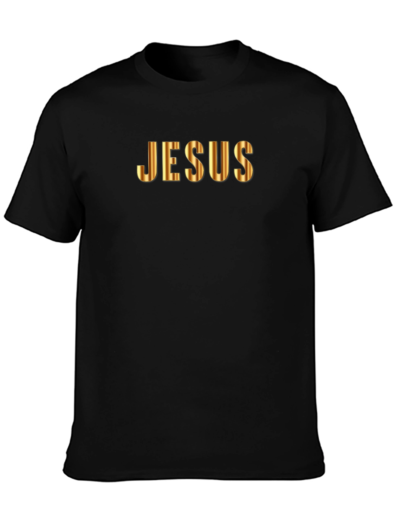 Gold Jesus Graphic Black T-Shirt