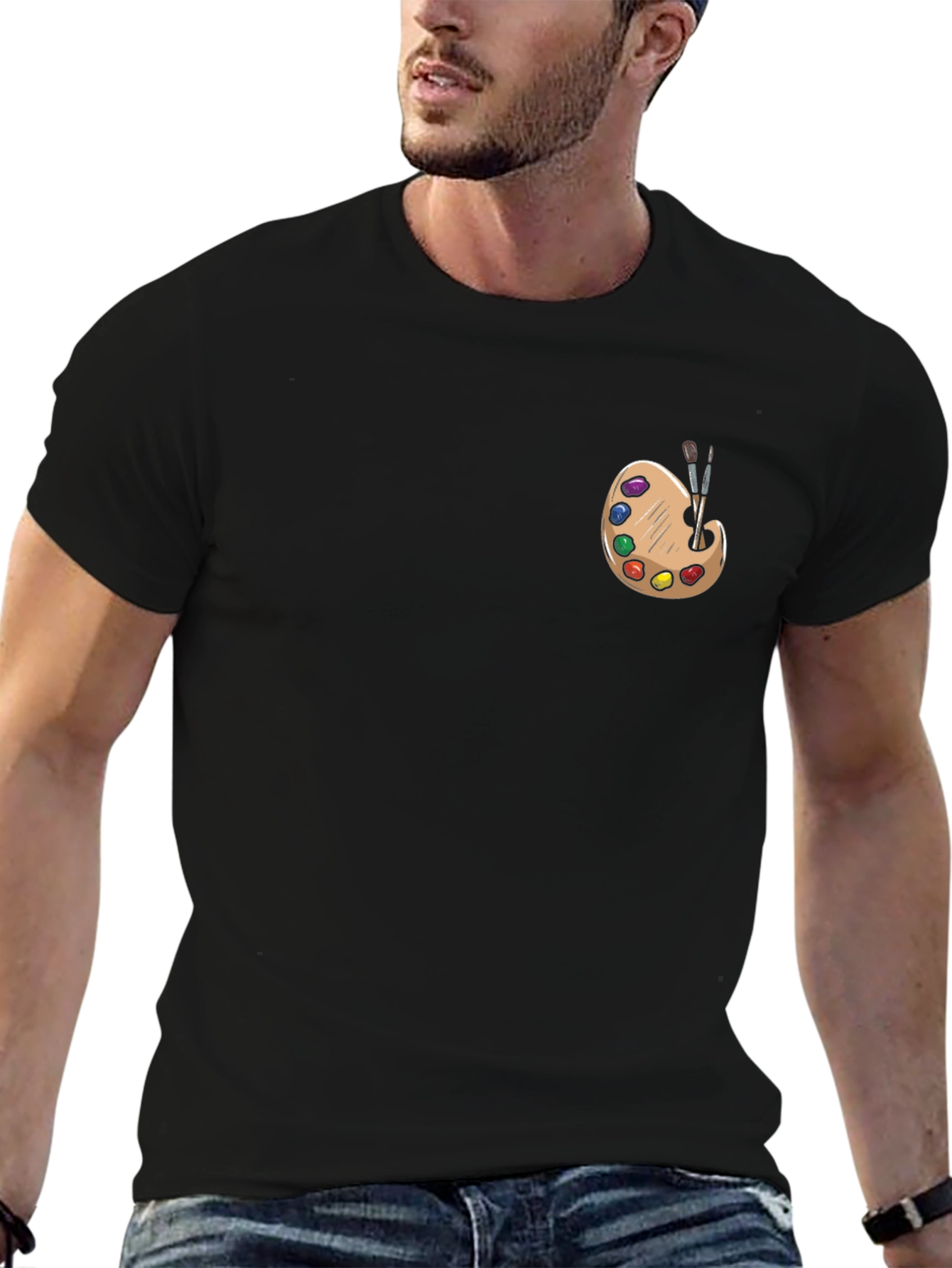 Artist Palette Graphic Tee - Black Cotton T-Shirt