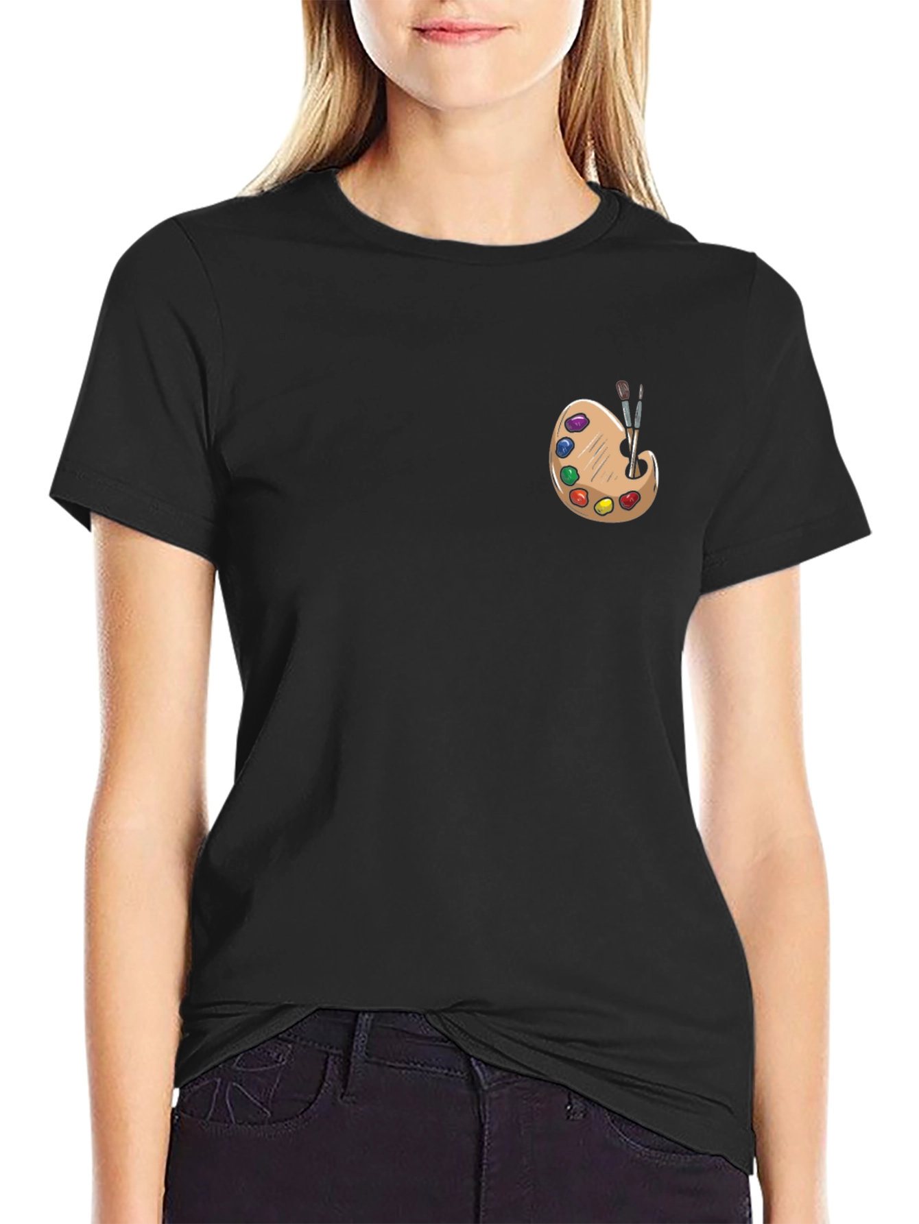 Artist Palette Graphic Tee - Black Cotton T-Shirt