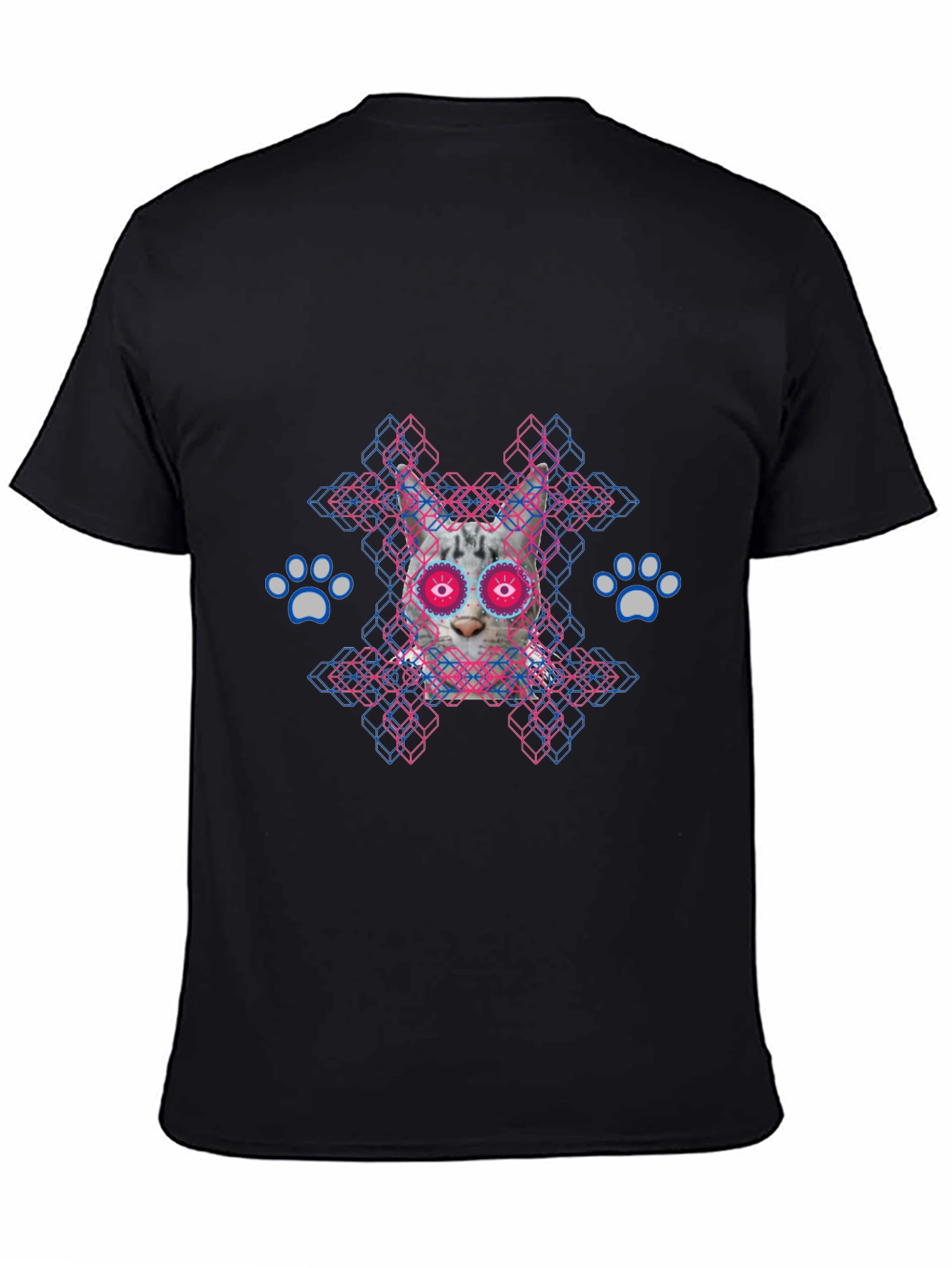 Cat Sugar Skull Graphic Tee - Mens Black T-Shirt