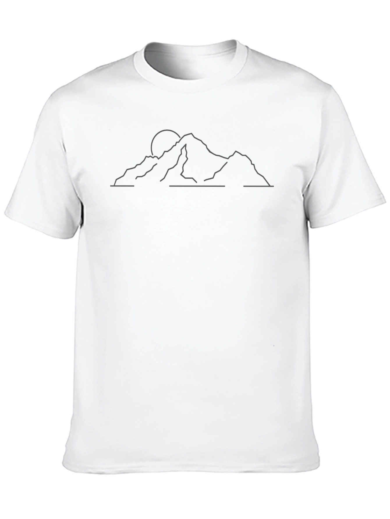 Minimalist Mountain Line Art Black T-Shirt