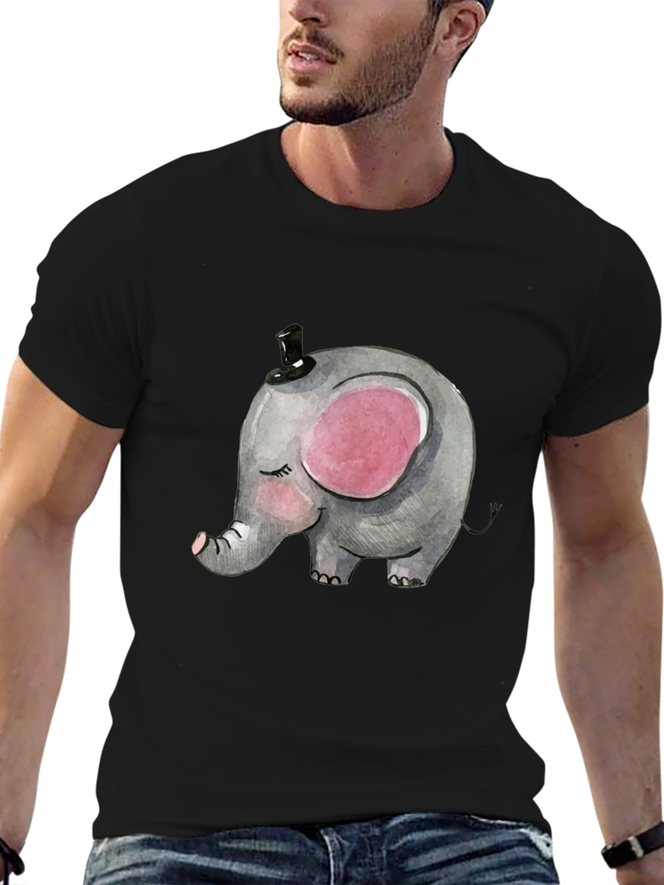 Elephant Top Hat Graphic T-Shirt