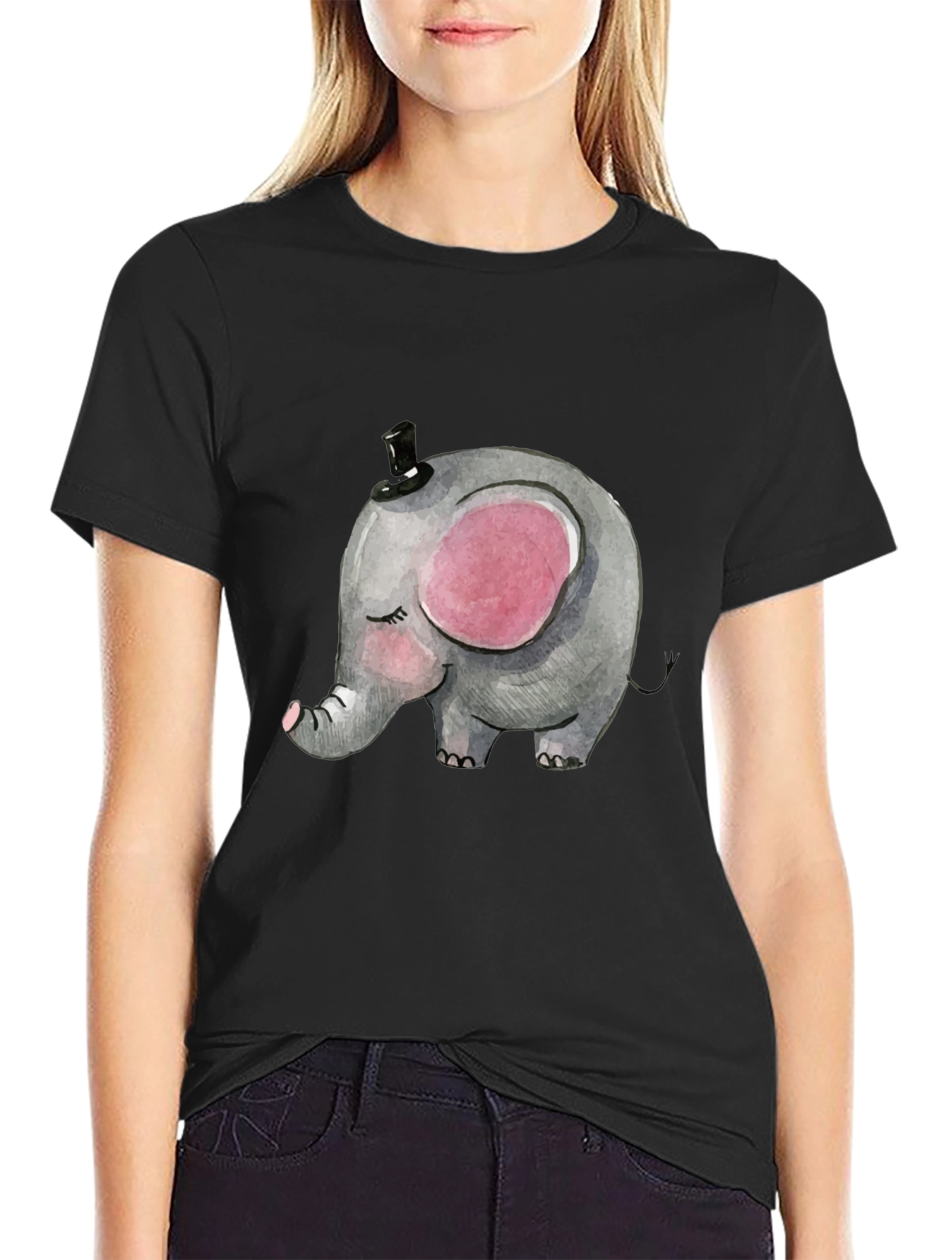 Elephant Top Hat Graphic T-Shirt