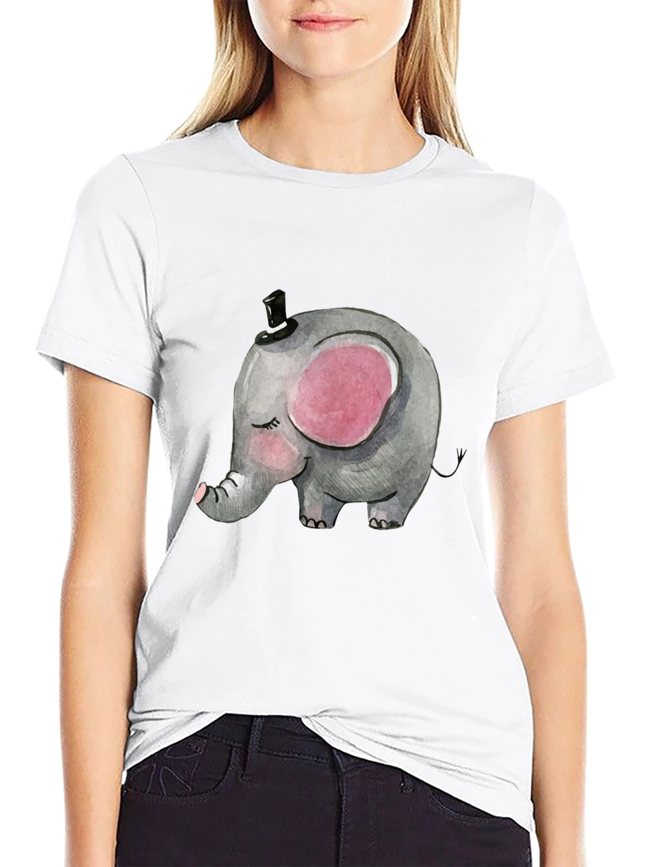 Elephant Top Hat Graphic T-Shirt