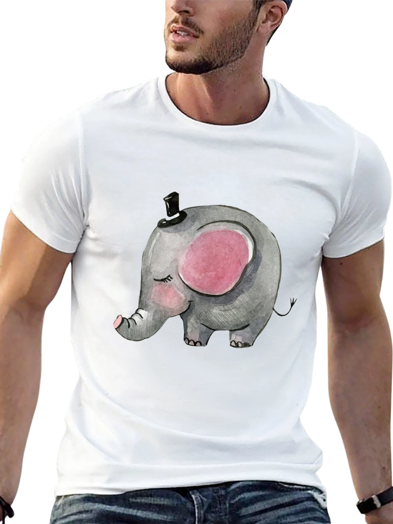 Elephant Top Hat Graphic T-Shirt