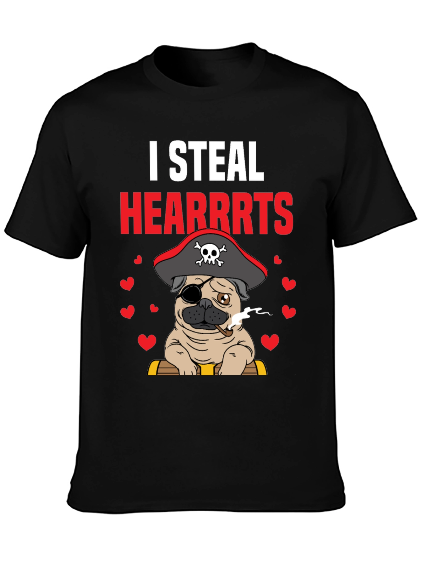 I Steal Hearrrts Pirate Pug T-Shirt