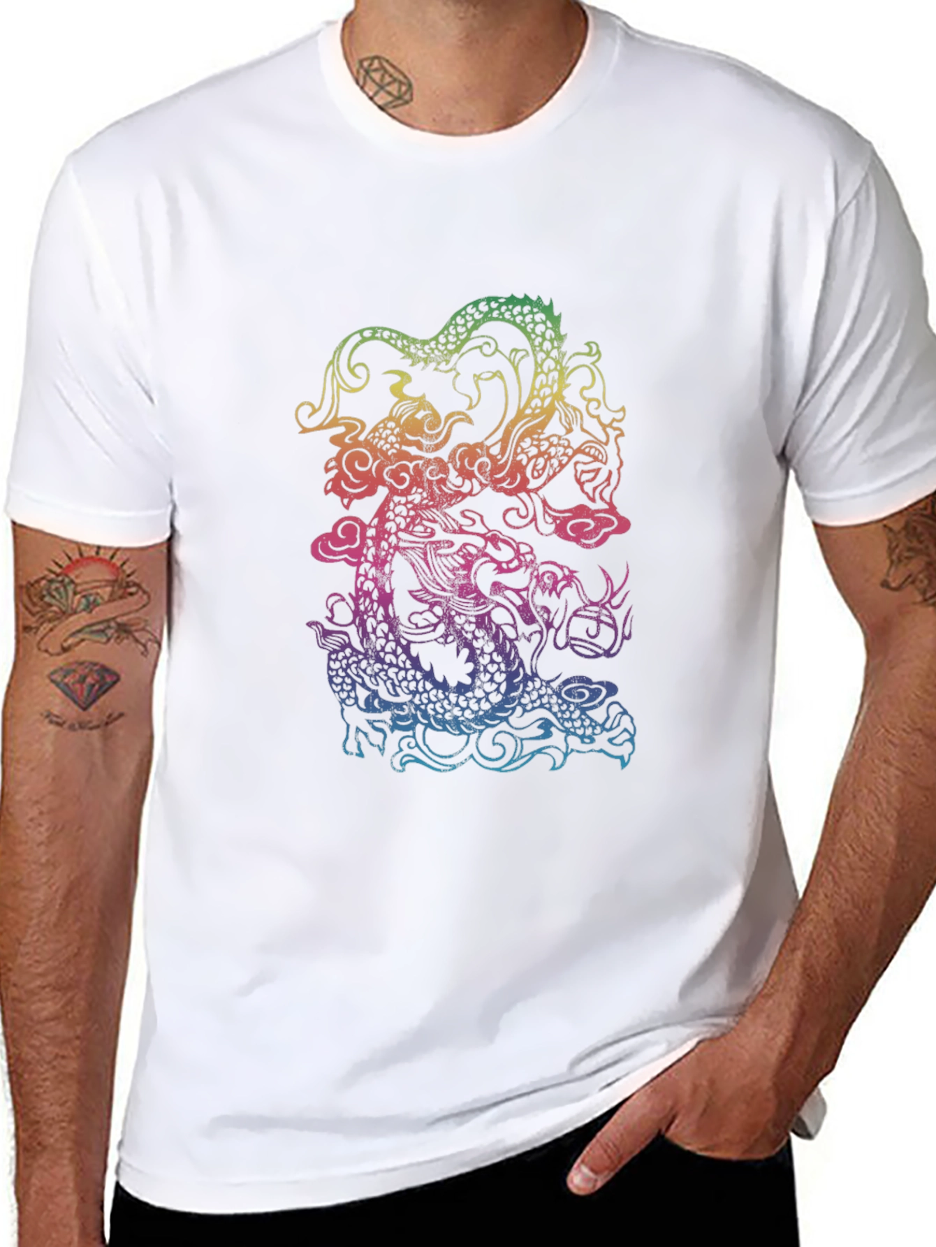 Rainbow Dragon Graphic Black T-Shirt