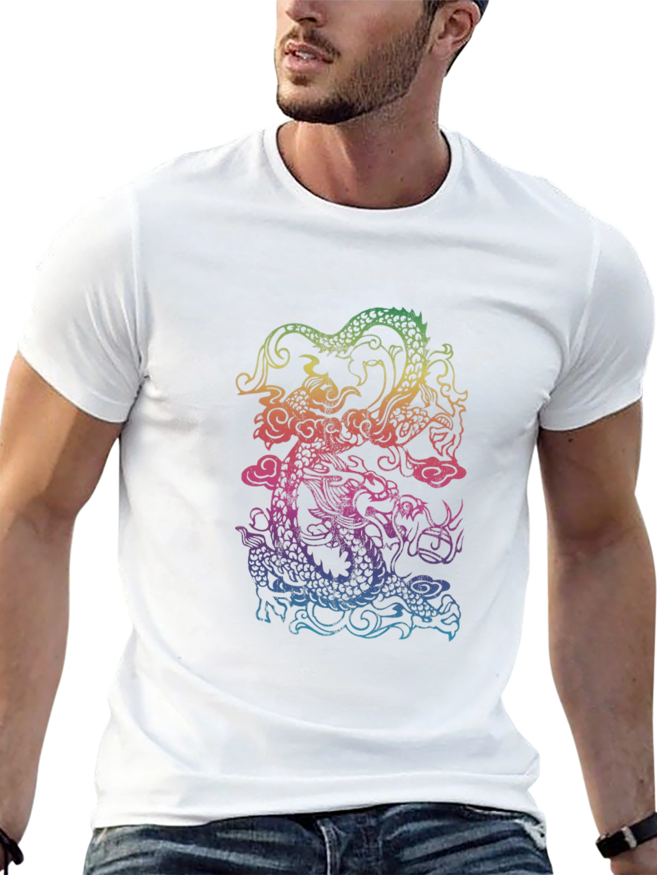 Rainbow Dragon Graphic Black T-Shirt