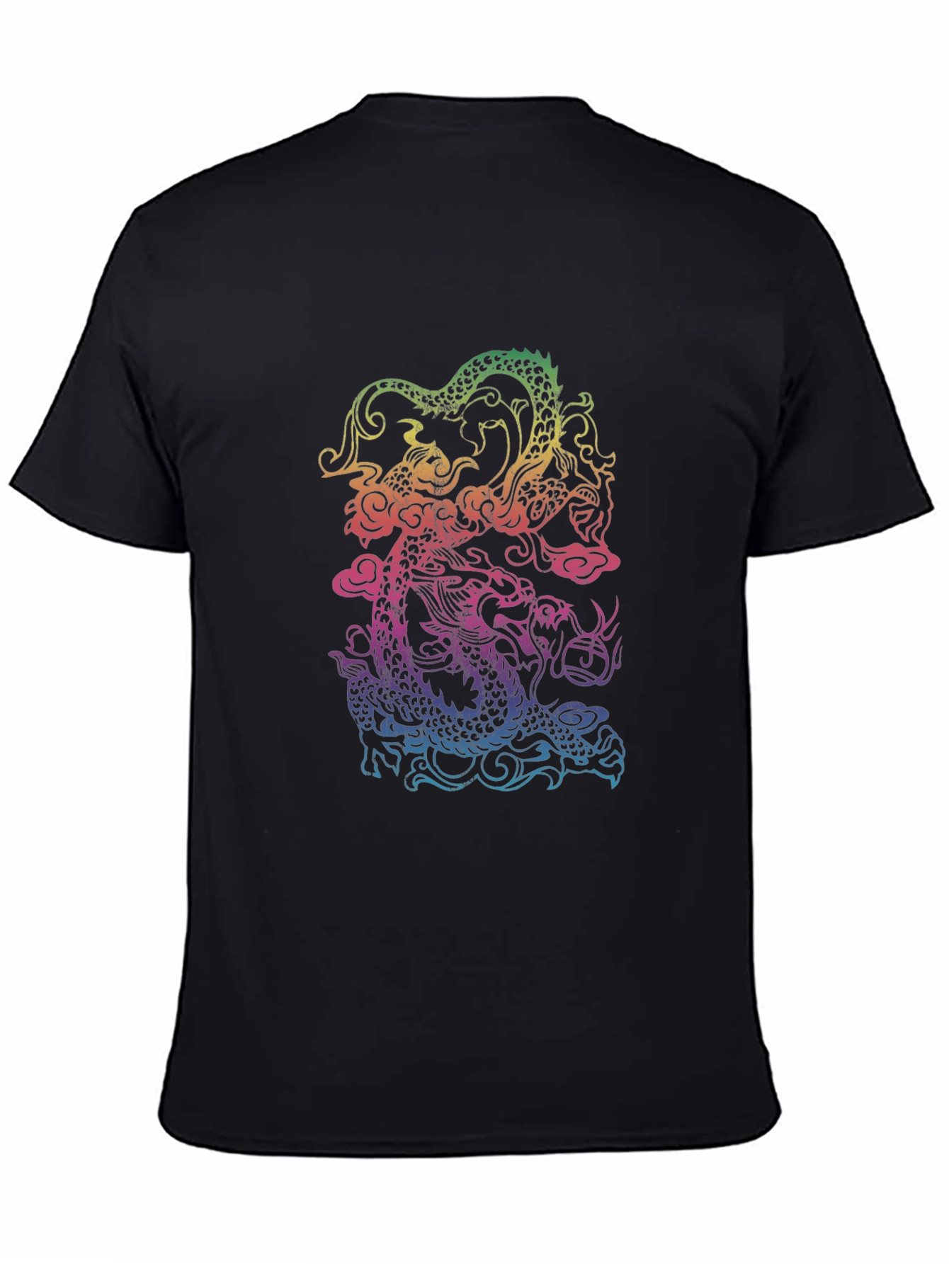 Rainbow Dragon Graphic Black T-Shirt