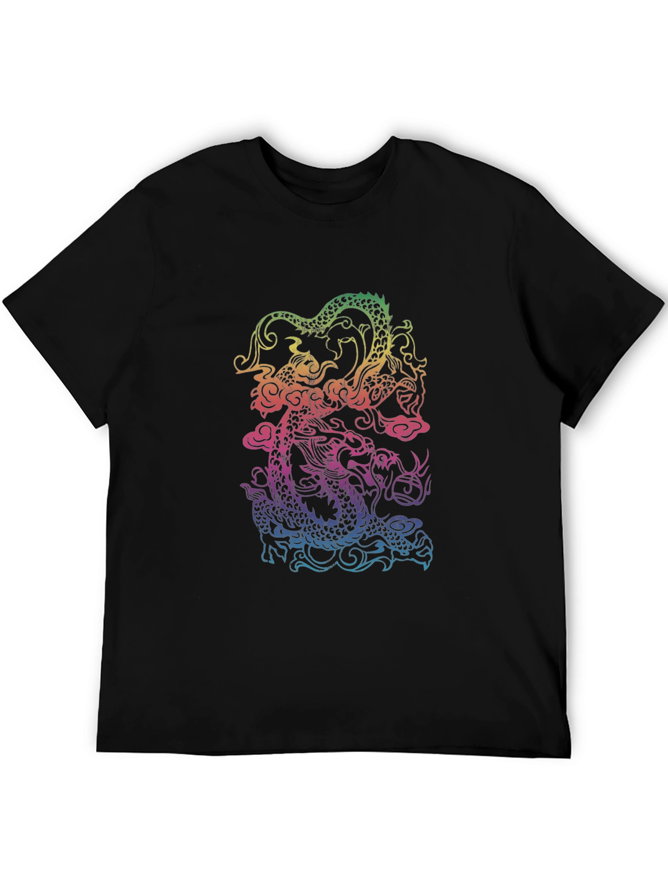 Rainbow Dragon Graphic Black T-Shirt