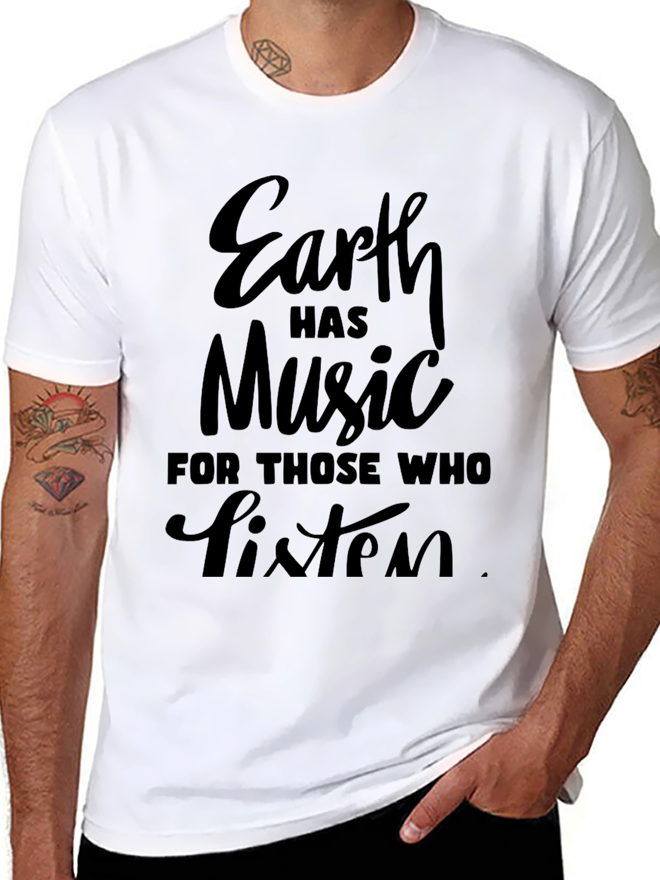 Earth Has Music T-Shirt - Stylish Black Tee