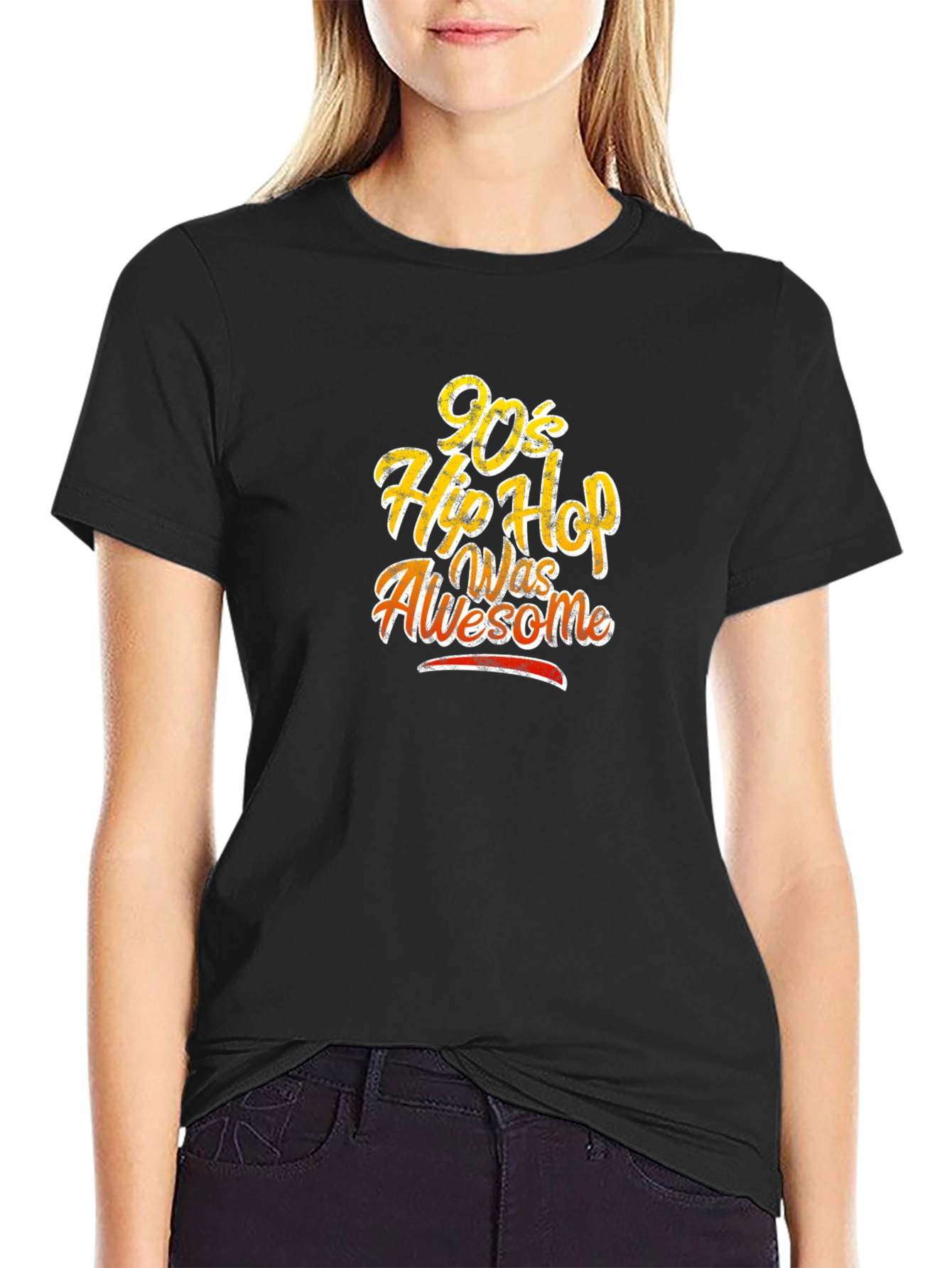 90s Hip Hop Was Awesome Black T-Shirt