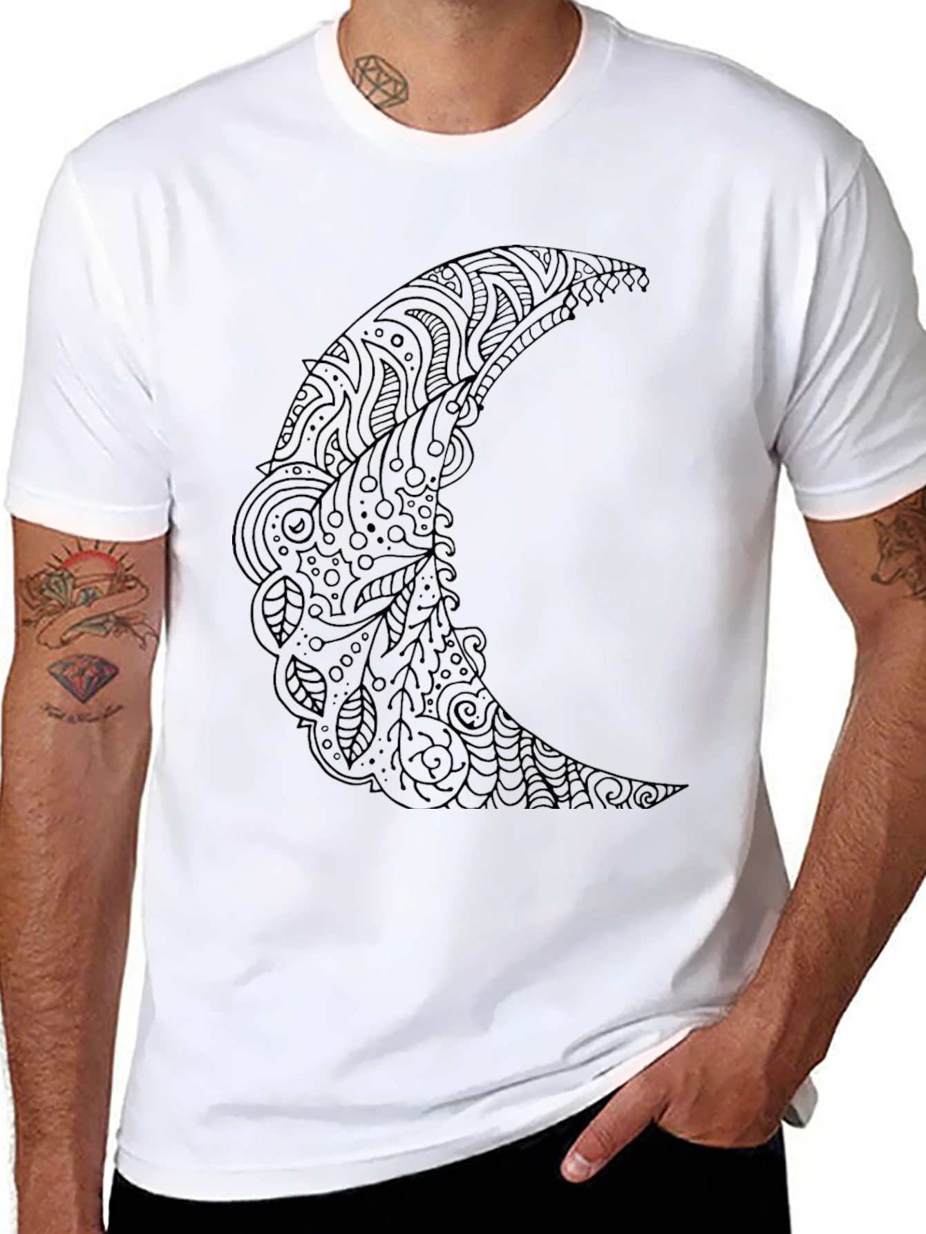 Black Moon Graphic Tee - Stylish Crescent Design
