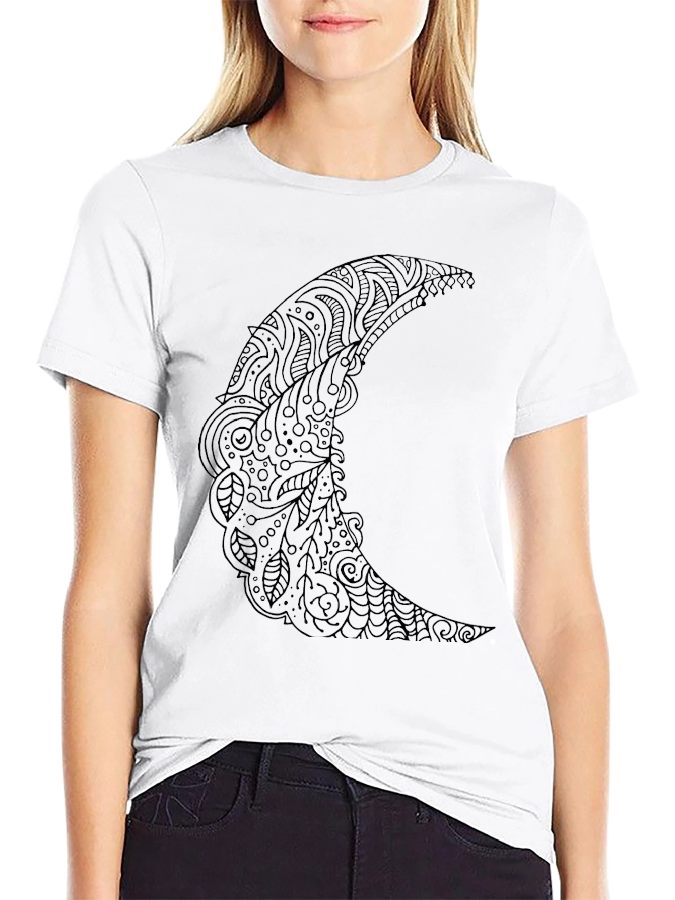Black Moon Graphic Tee - Stylish Crescent Design