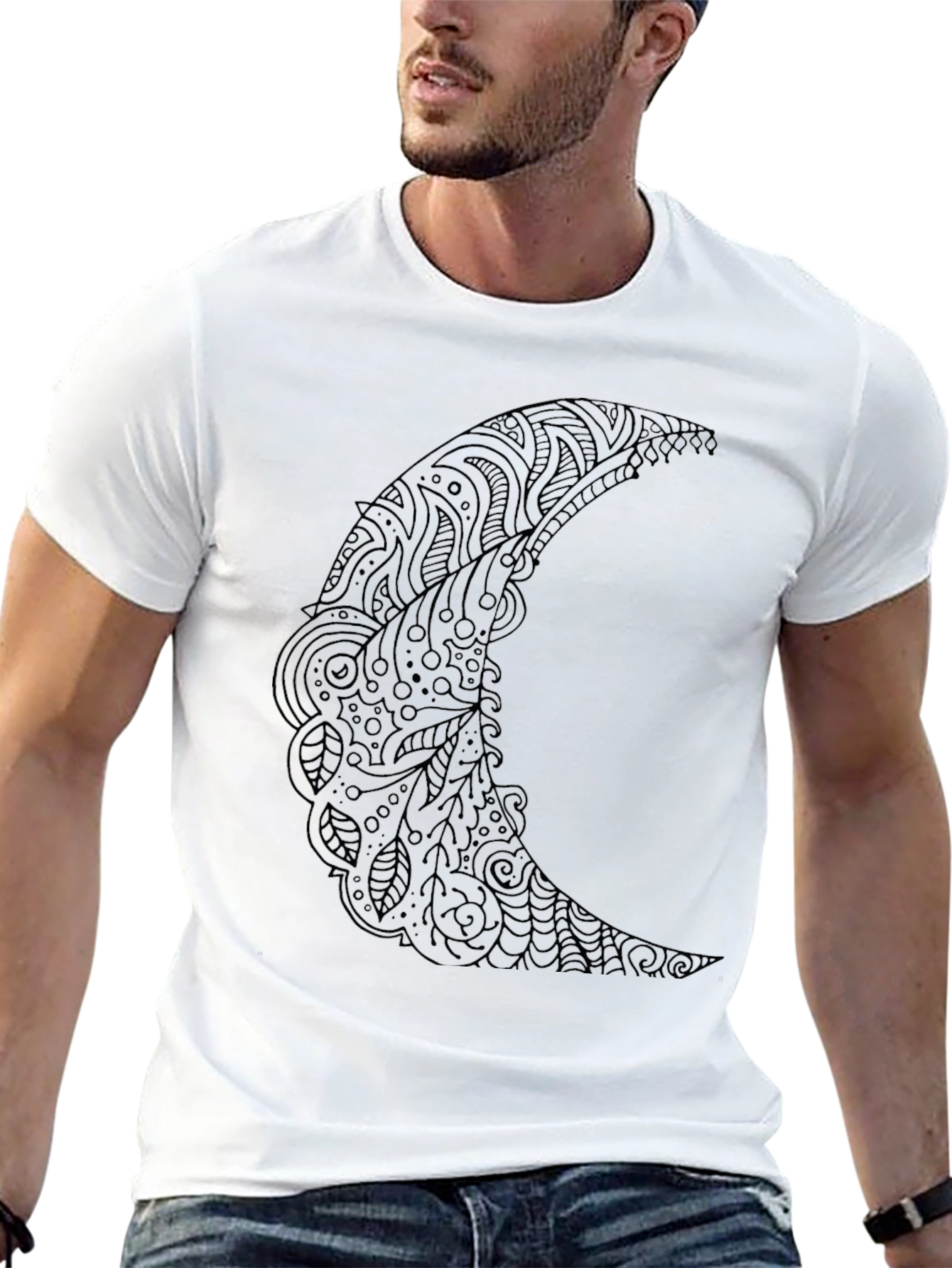 Black Moon Graphic Tee - Stylish Crescent Design