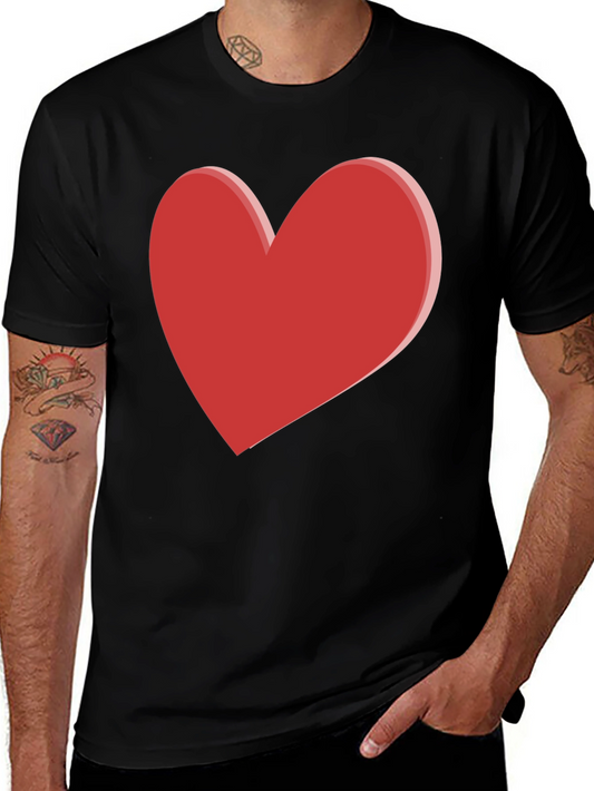 Bold Red Heart Graphic Black T-Shirt