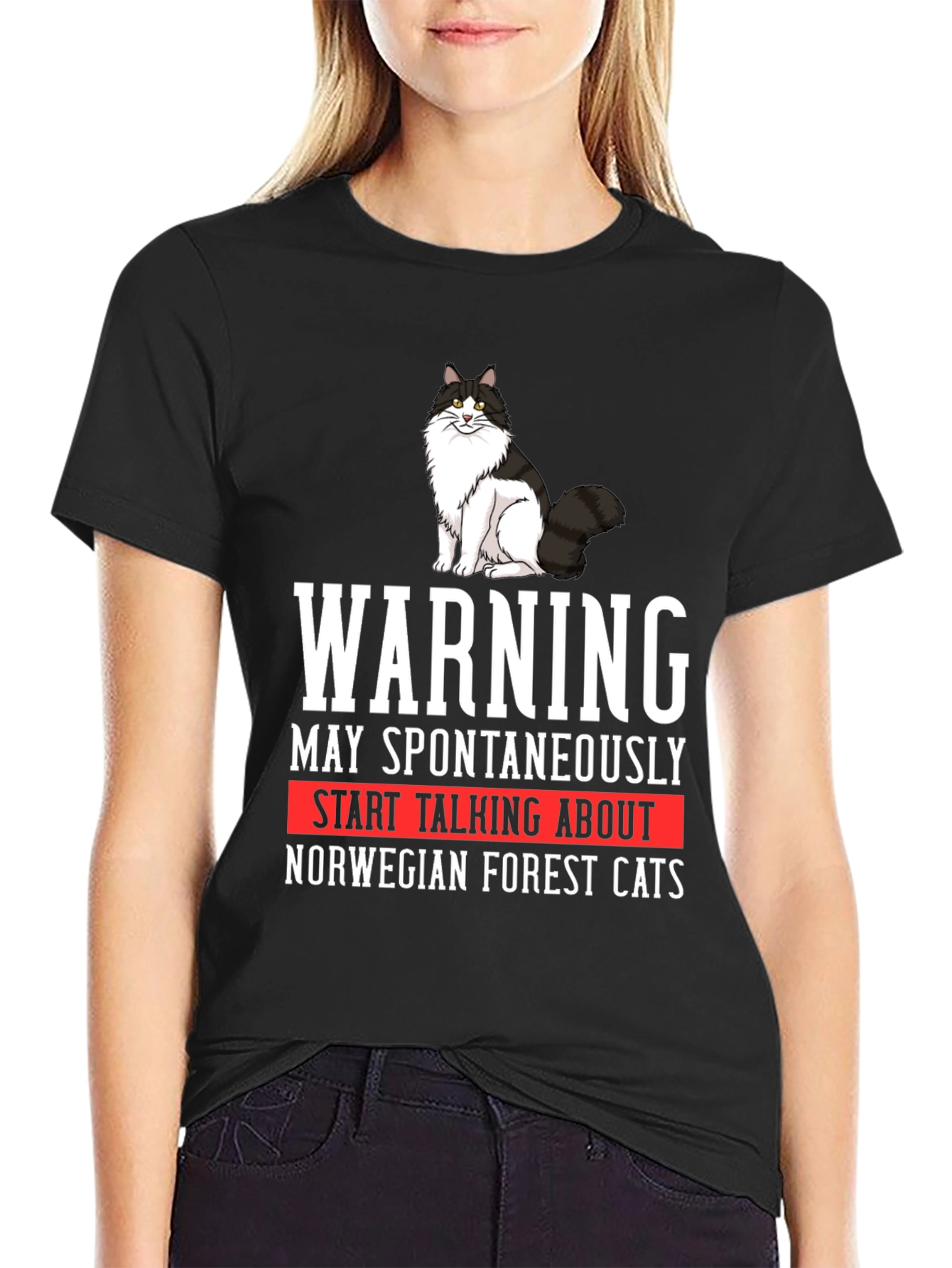 Warning Norwegian Forest Cat T-Shirt