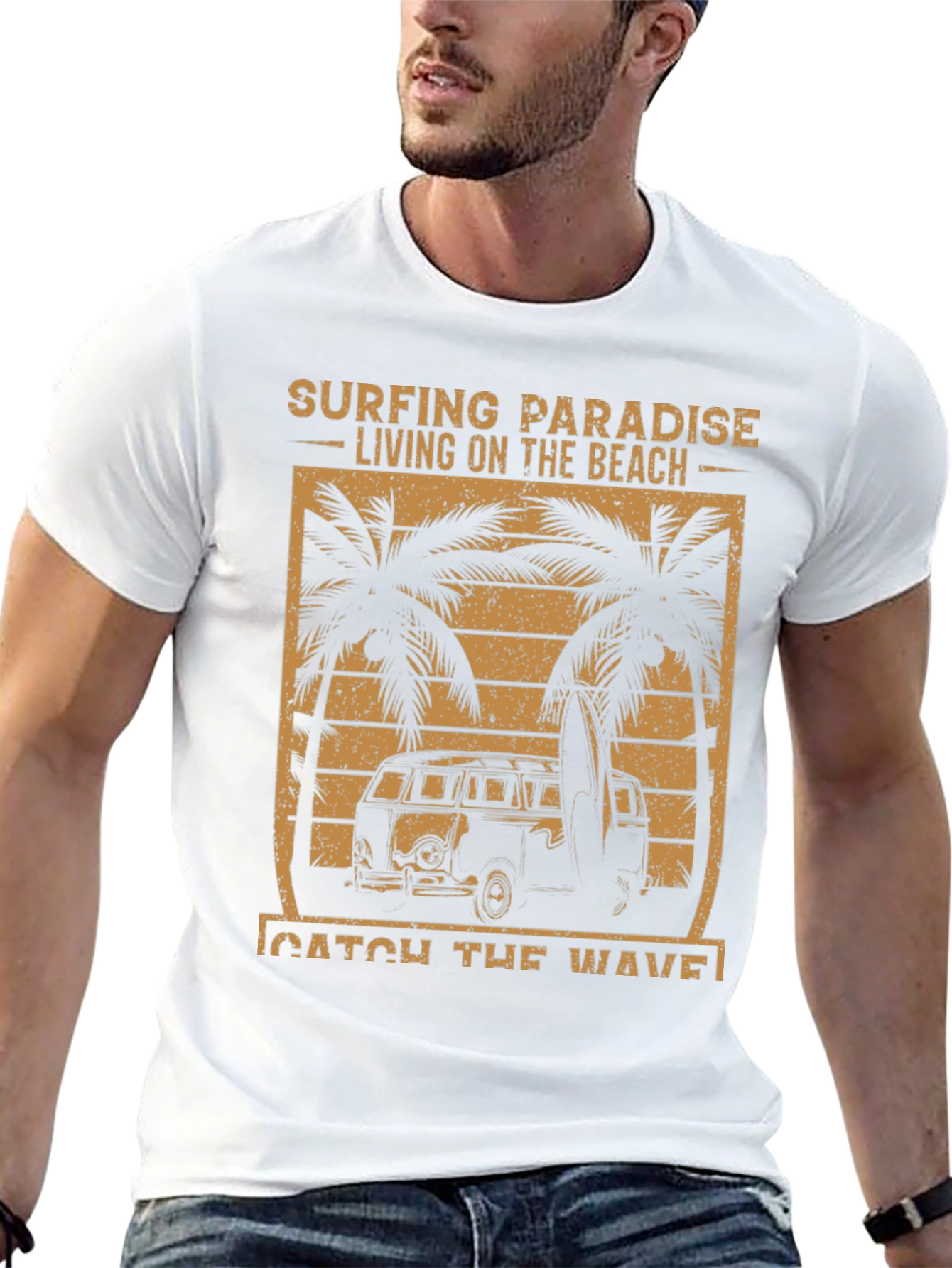Surfing Paradise Beach Graphic T-Shirt
