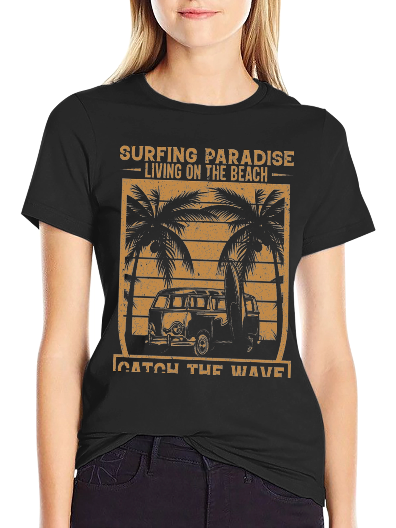 Surfing Paradise Beach Graphic T-Shirt