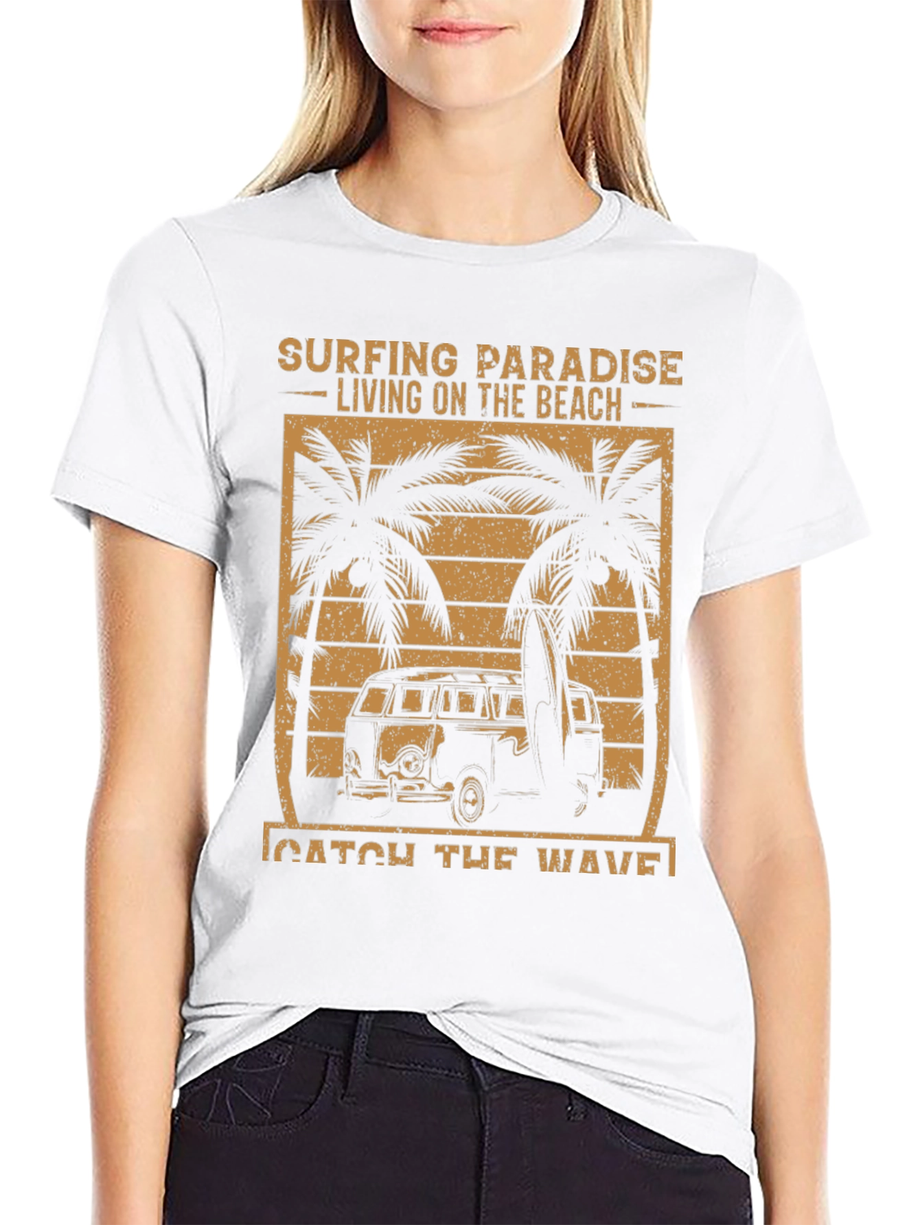 Surfing Paradise Beach Graphic T-Shirt