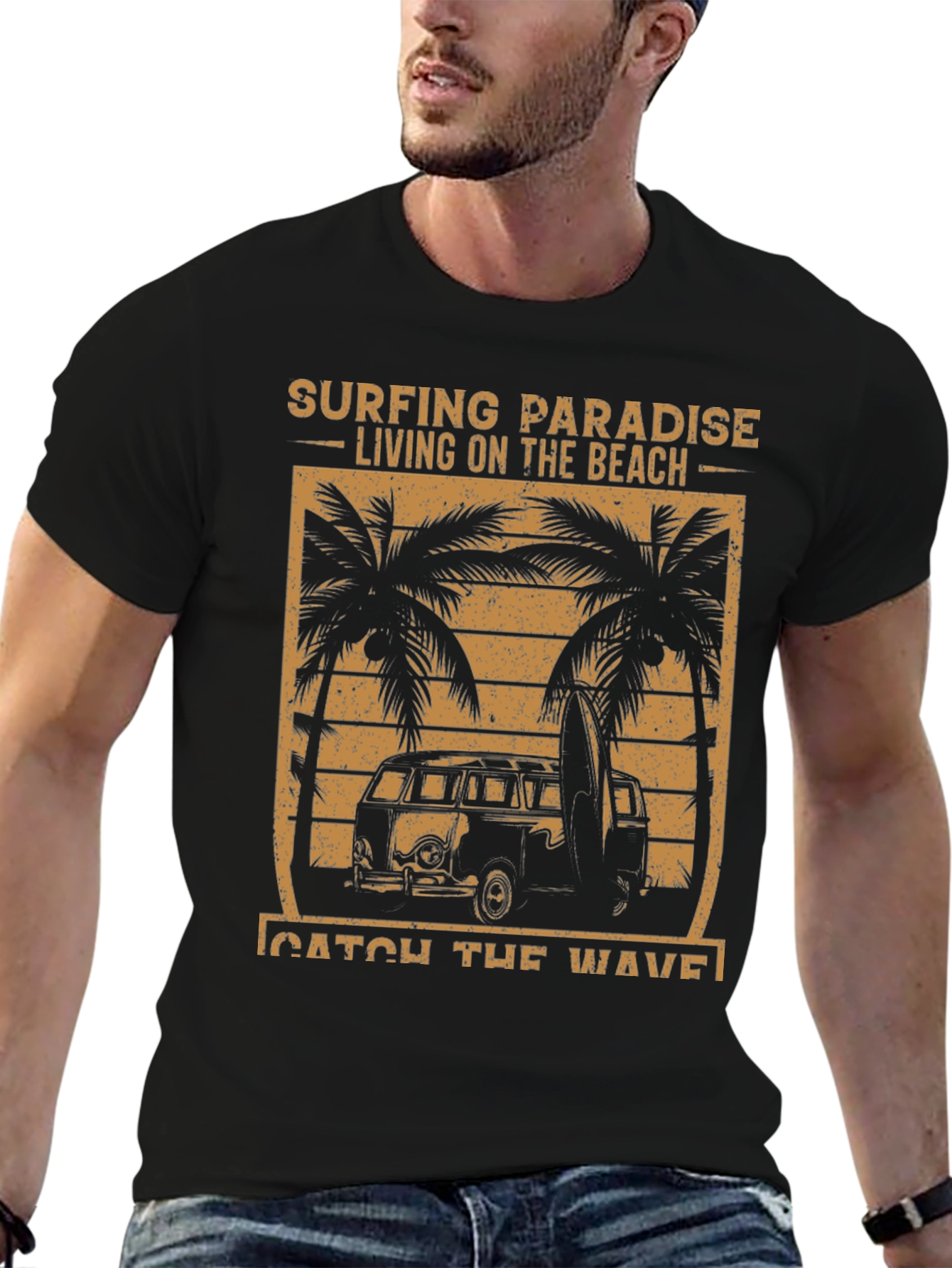 Surfing Paradise Beach Graphic T-Shirt