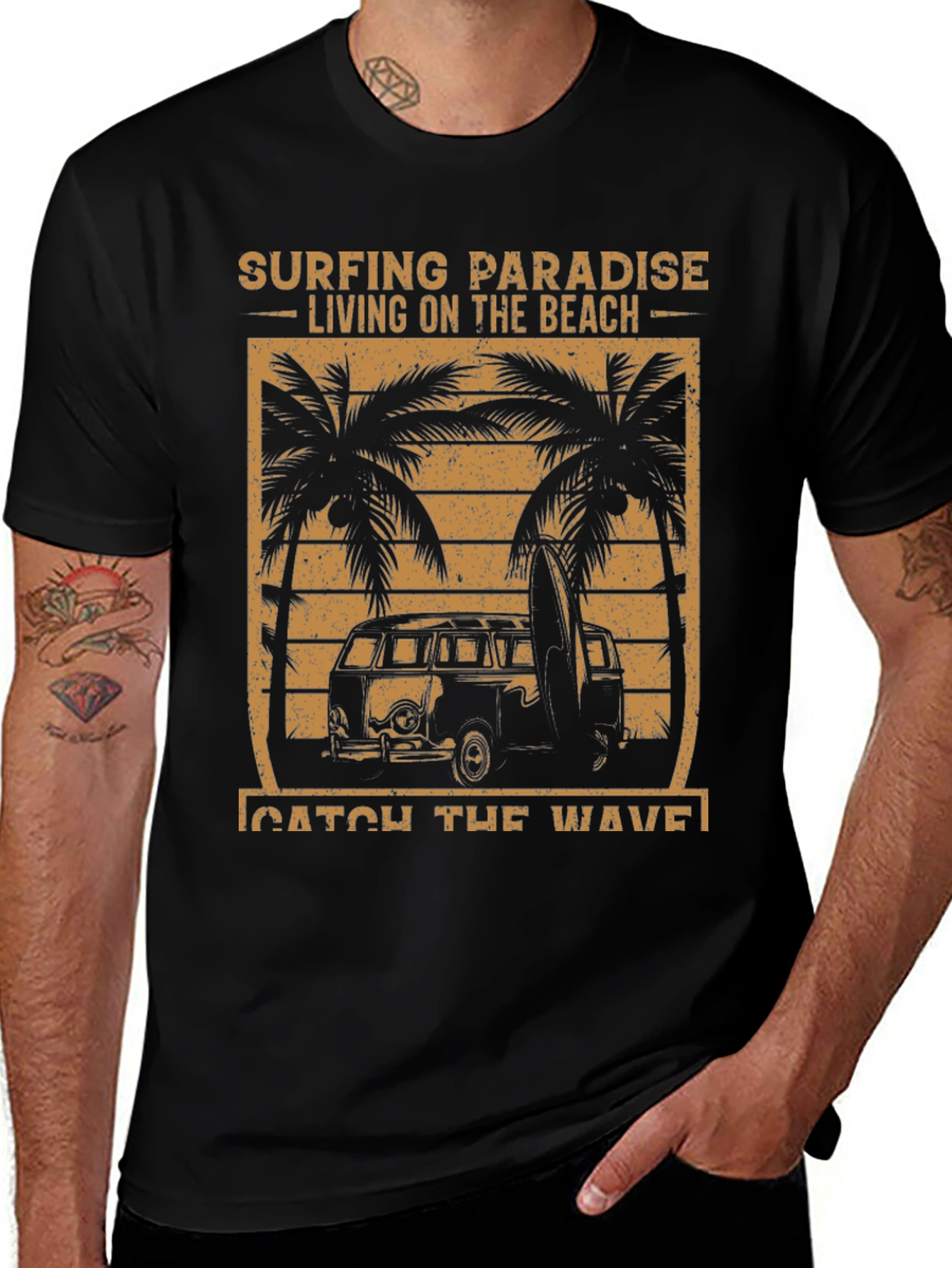 Surfing Paradise Beach Graphic T-Shirt