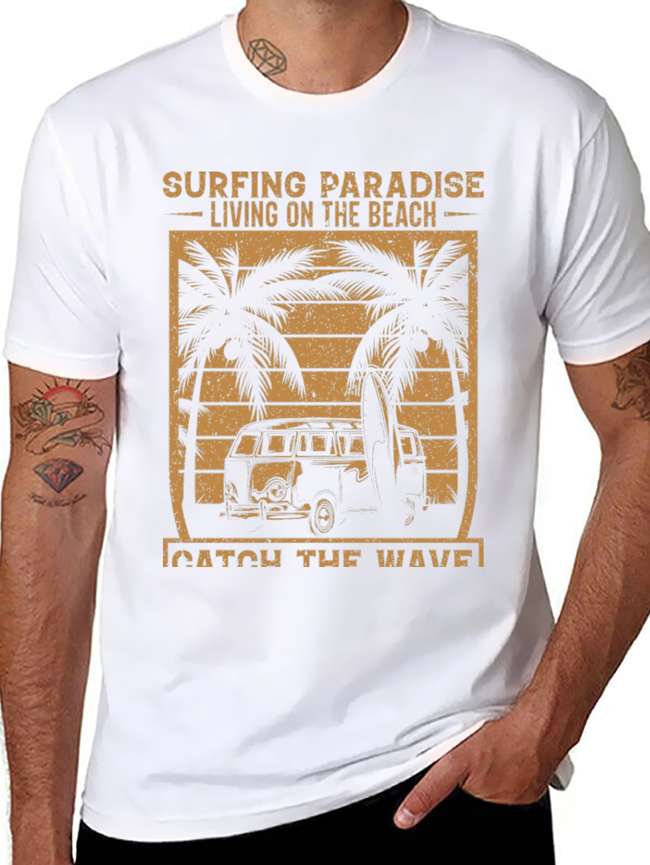 Surfing Paradise Beach Graphic T-Shirt