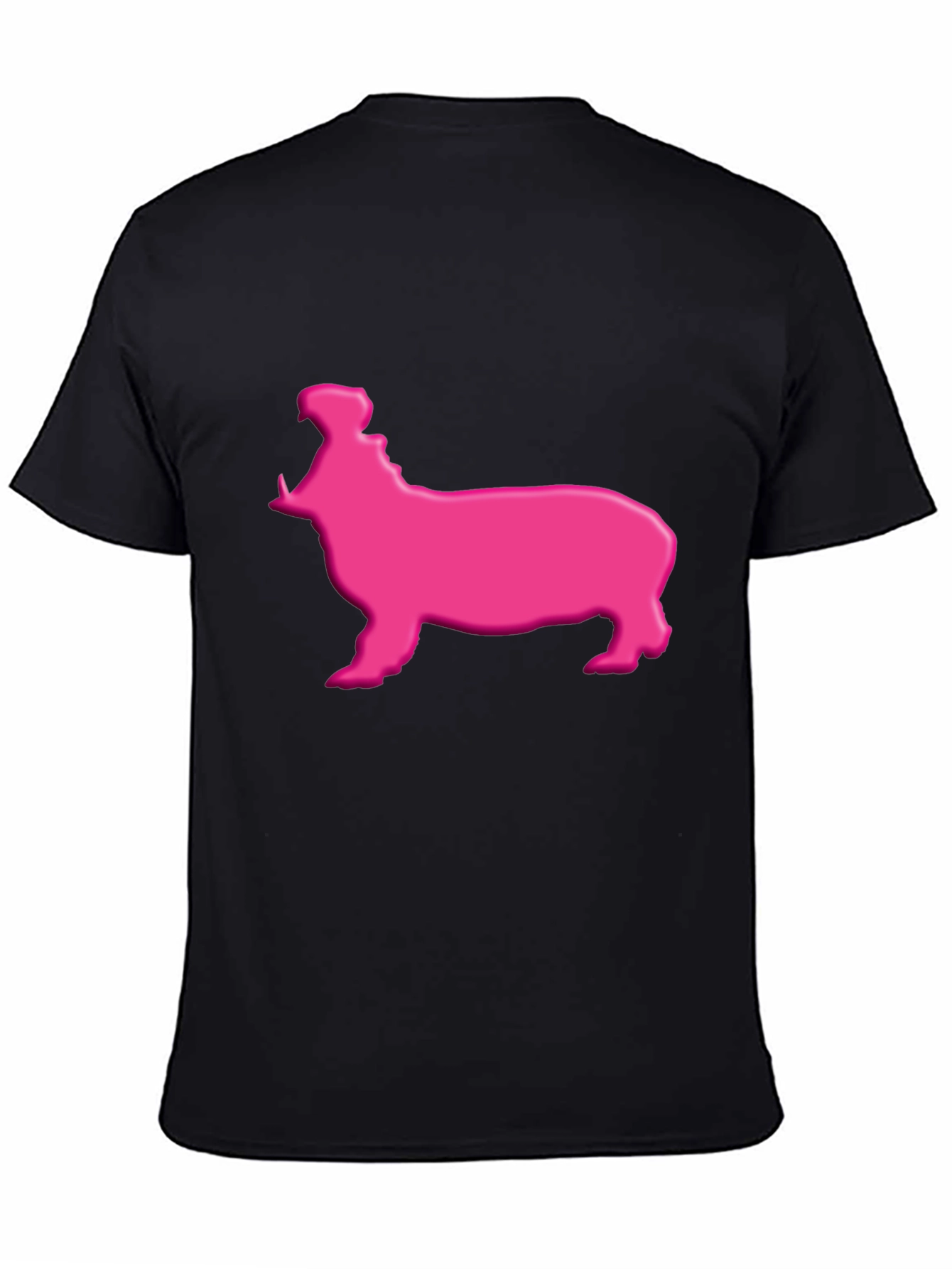 Pink Hippo Graphic Tee - Black Cotton Blend Shirt