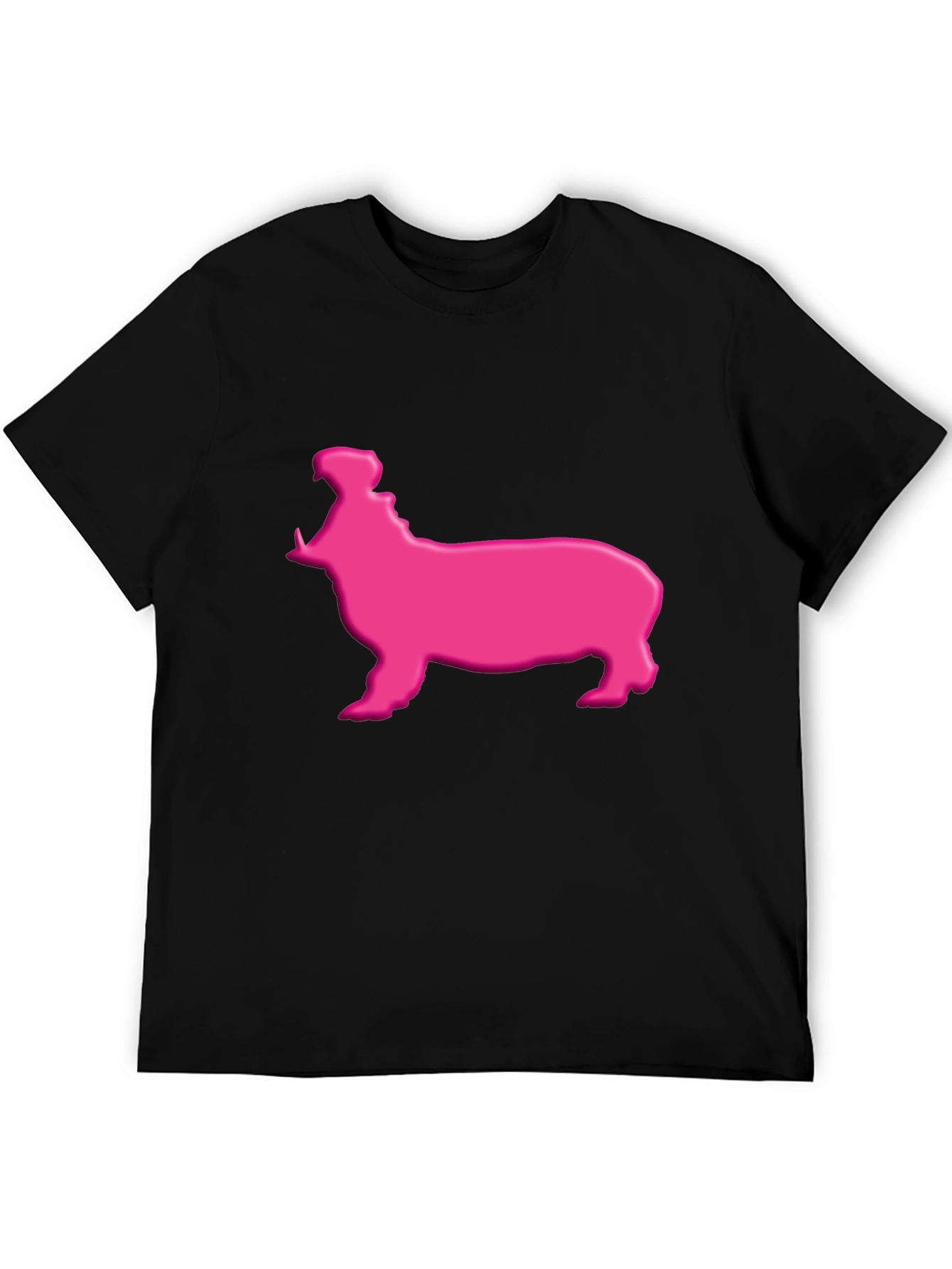 Pink Hippo Graphic Tee - Black Cotton Blend Shirt