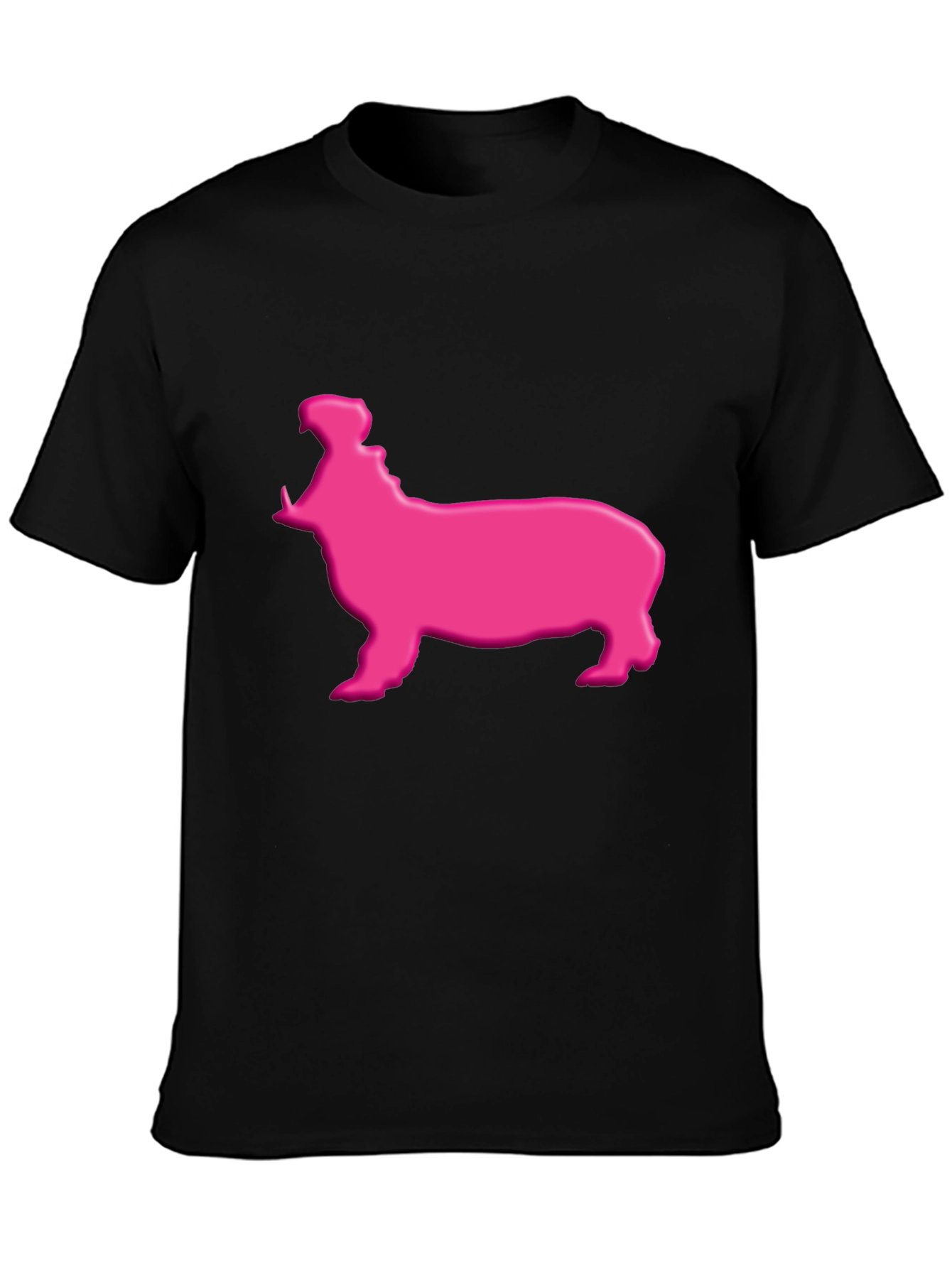 Pink Hippo Graphic Tee - Black Cotton Blend Shirt