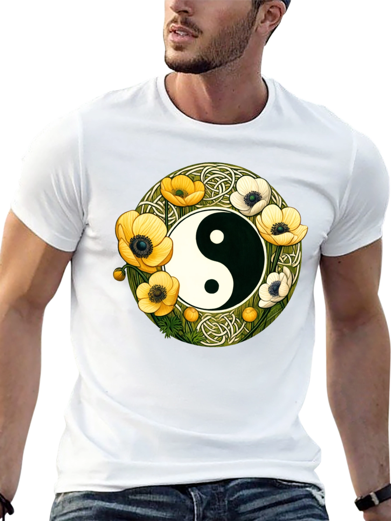 Yin Yang Floral T-Shirt - Harmony and Style