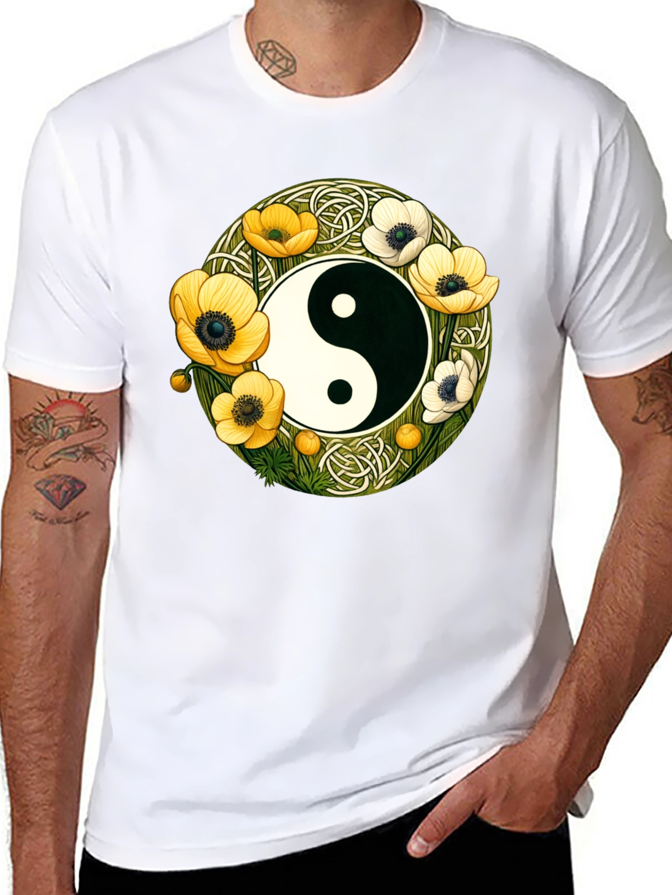Yin Yang Floral T-Shirt - Harmony and Style