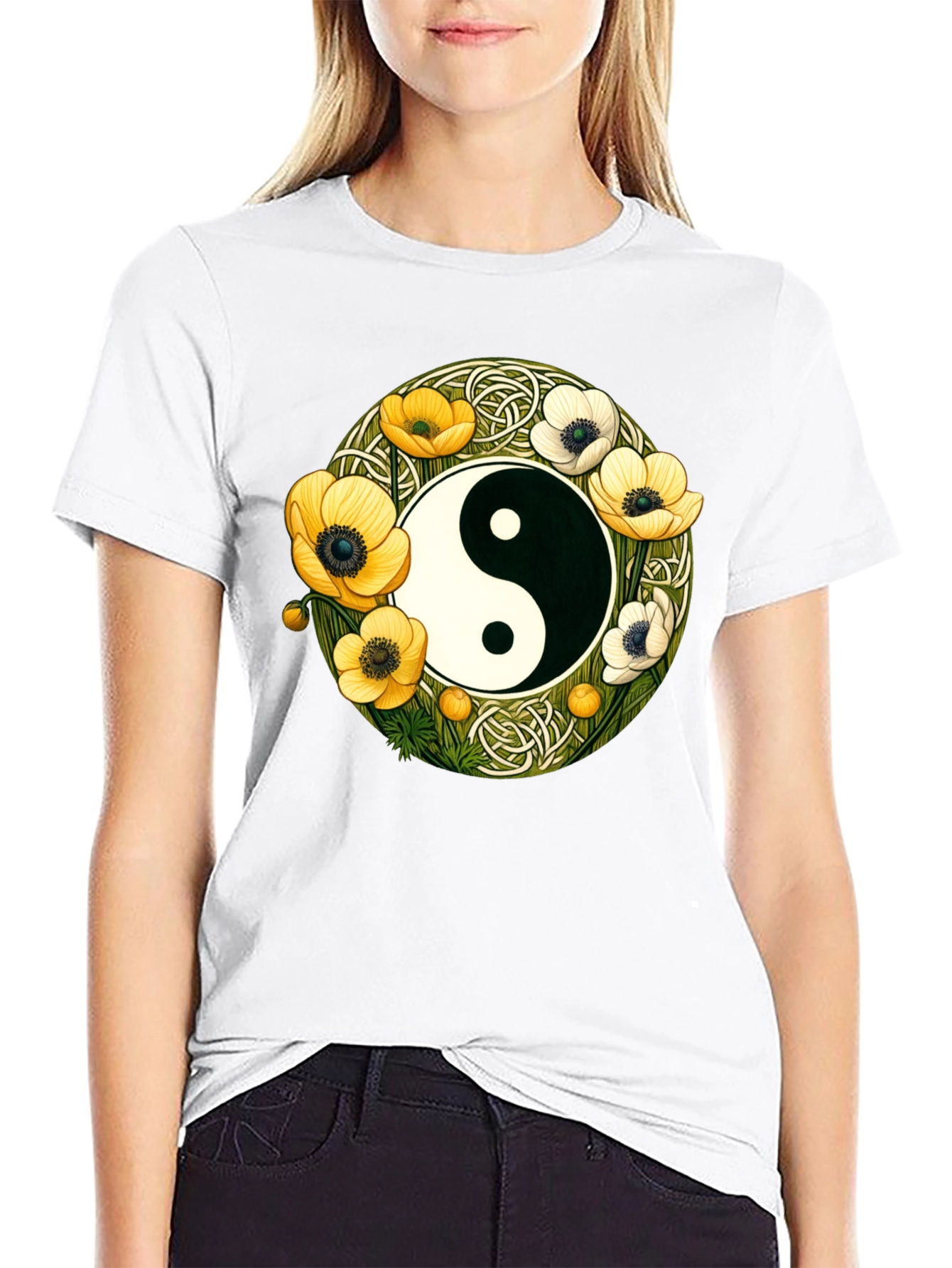 Yin Yang Floral T-Shirt - Harmony and Style