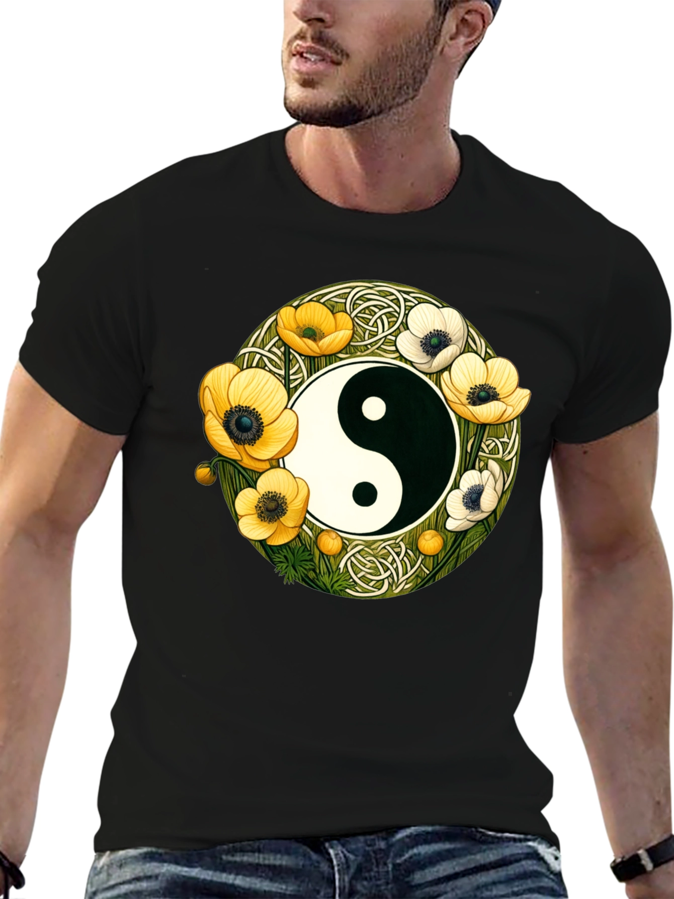 Yin Yang Floral T-Shirt - Harmony and Style