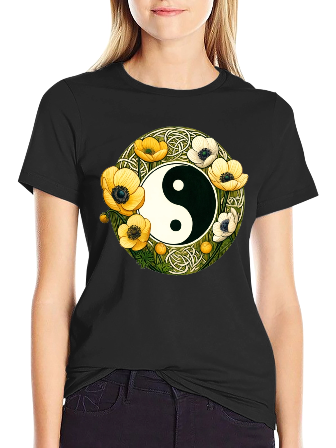 Yin Yang Floral T-Shirt - Harmony and Style